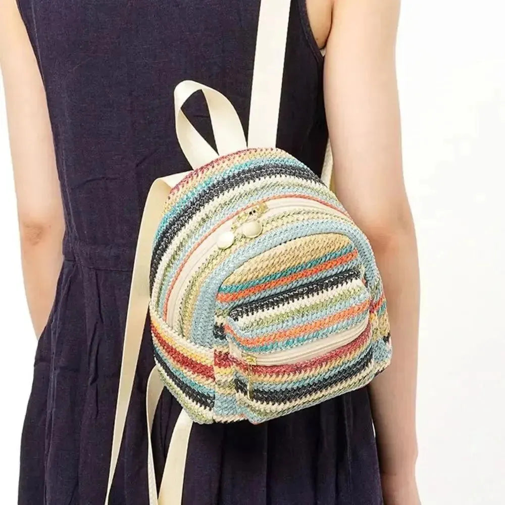 Stylish Straw Woven Backpack for Women - Trendy Summer Beach Bag, Boho Chic Purse for Travel, Shopping & Outdoor Adventures