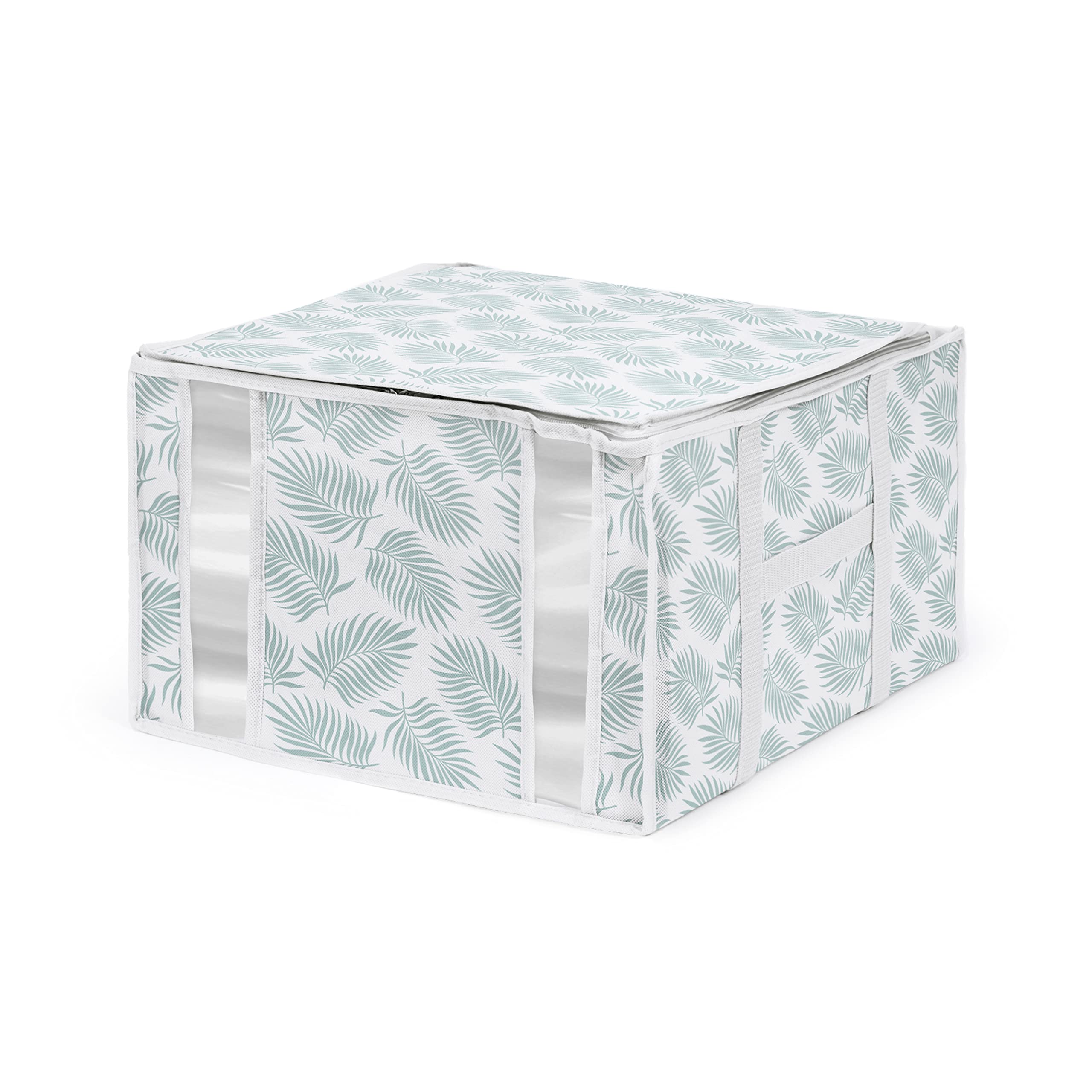 Vacuum Storage Bags - 6 Pack Large Semi-Rigid Polypropylene & Nylon Space Saver Bags for Clothes, Blankets & Seasonal Items | Wardrobe Organizer, Moving Storage Solution with Compression Technology | Includes Green Printed Storage Box - Ideal for Home Organization & Travel Packing