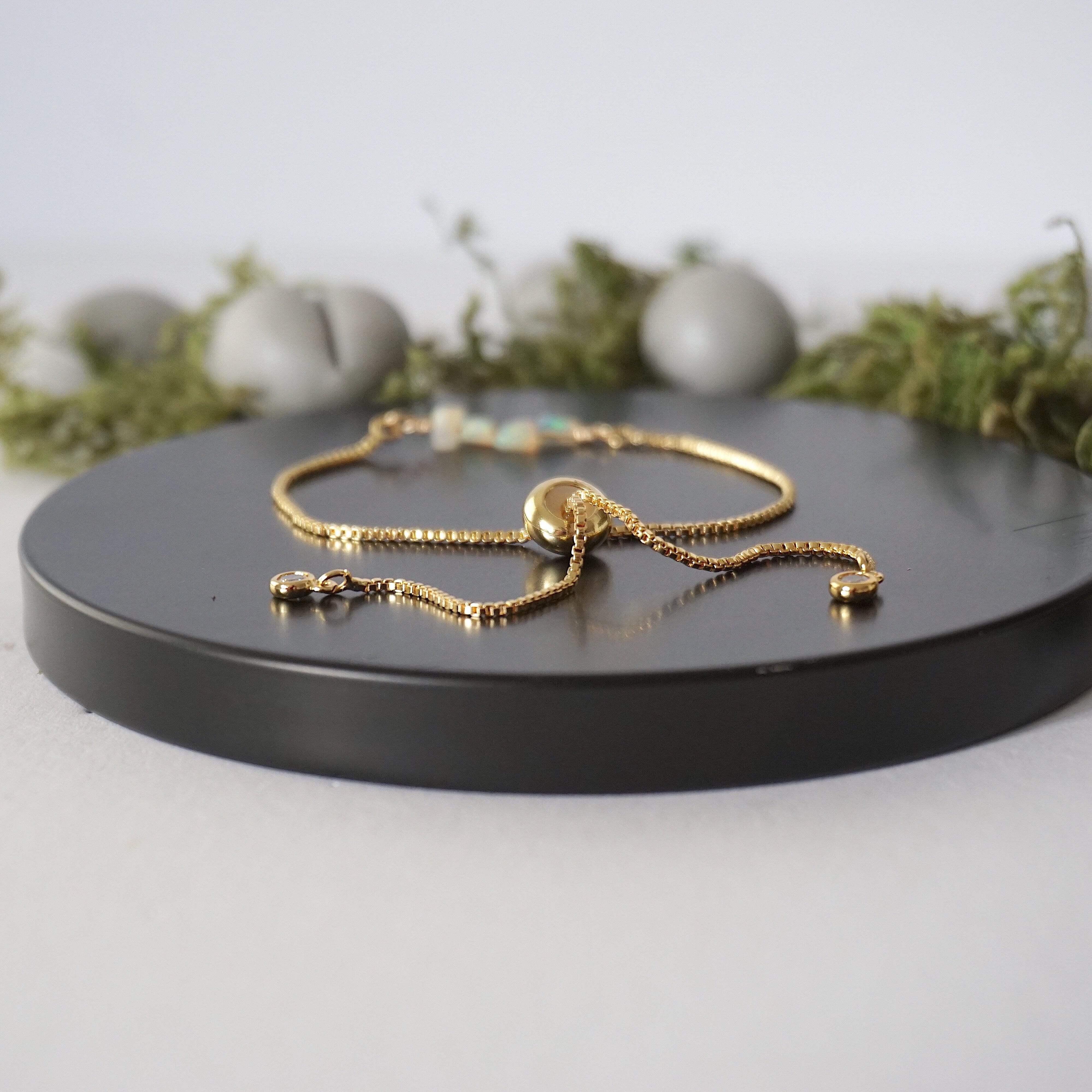 14K Gold Plated Adjustable Fire Opal Bolo Crystal Bracelet for Women | Elegant Boho Jewelry Gift for Birthday, Anniversary & Special Occasions