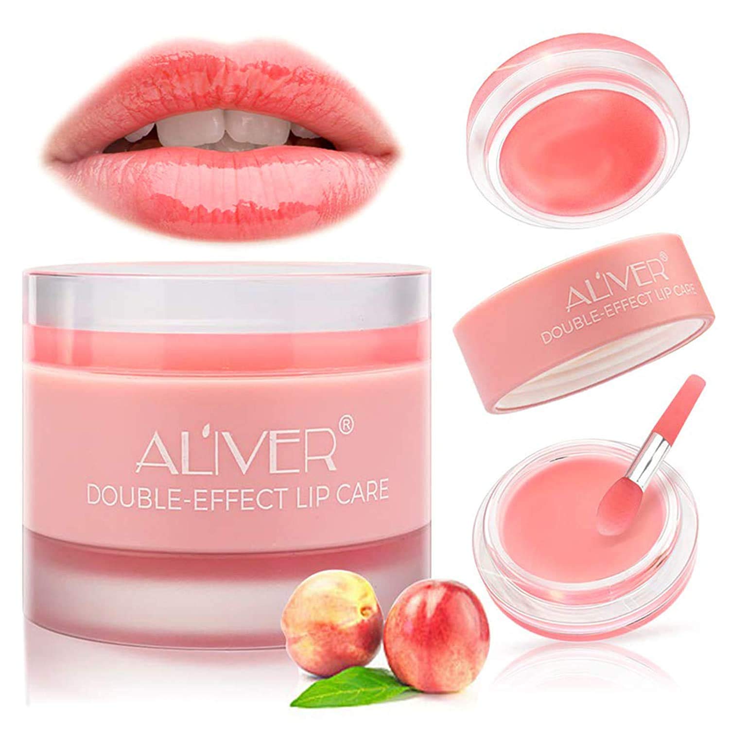 Collagen Peptide Lip Sleep Mask & Peach Lip Scrub - Overnight Moisturizing Treatment for Dry, Chapped, Peeling & Cracked Lips | Hydrating Lip Balm for Deep Repair | Perfect for Nighttime Lip Care & Winter Lip Protection (Peach Scent)