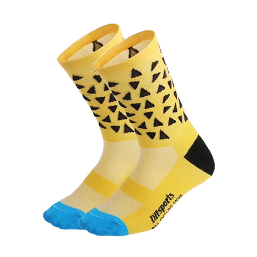 Cycling Socks for Men & Women - Breathable Bike Riding Socks for XC, MTB, BMX Sports - Athletic Ankle Socks in Black, Pink, White, Green, Yellow - Perfect for Road Cycling, Mountain Biking & Indoor Training