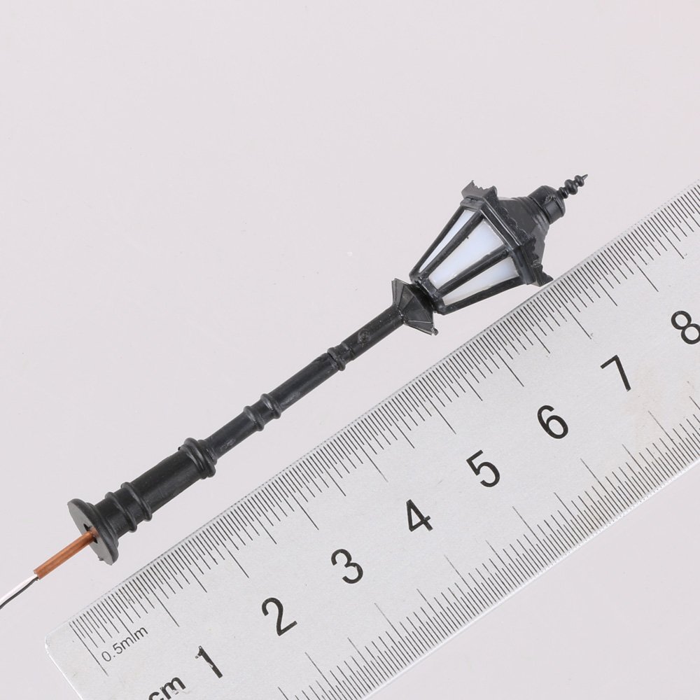10PCS 1:50 Scale LED Courtyard & Street Lamps for Model Railways - Miniature Landscape Lighting for Train Sets, Dioramas, and Outdoor Scenes