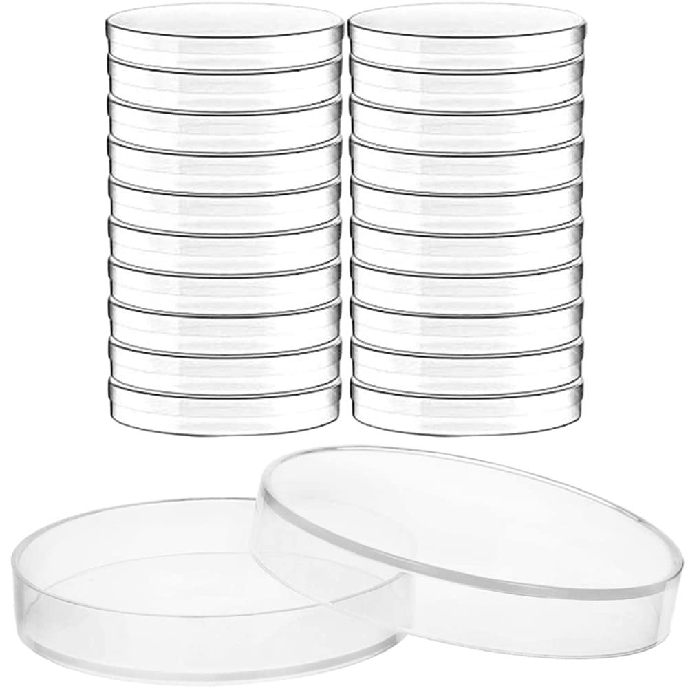 20 Pcs Sterile Plastic Petri Dishes with Lids, 60x15mm Lab-Grade Culture Dishes for Bacteria, Fungi, and Cell Cultivation - Perfect for Science Experiments, School Labs, and Microbiology Research