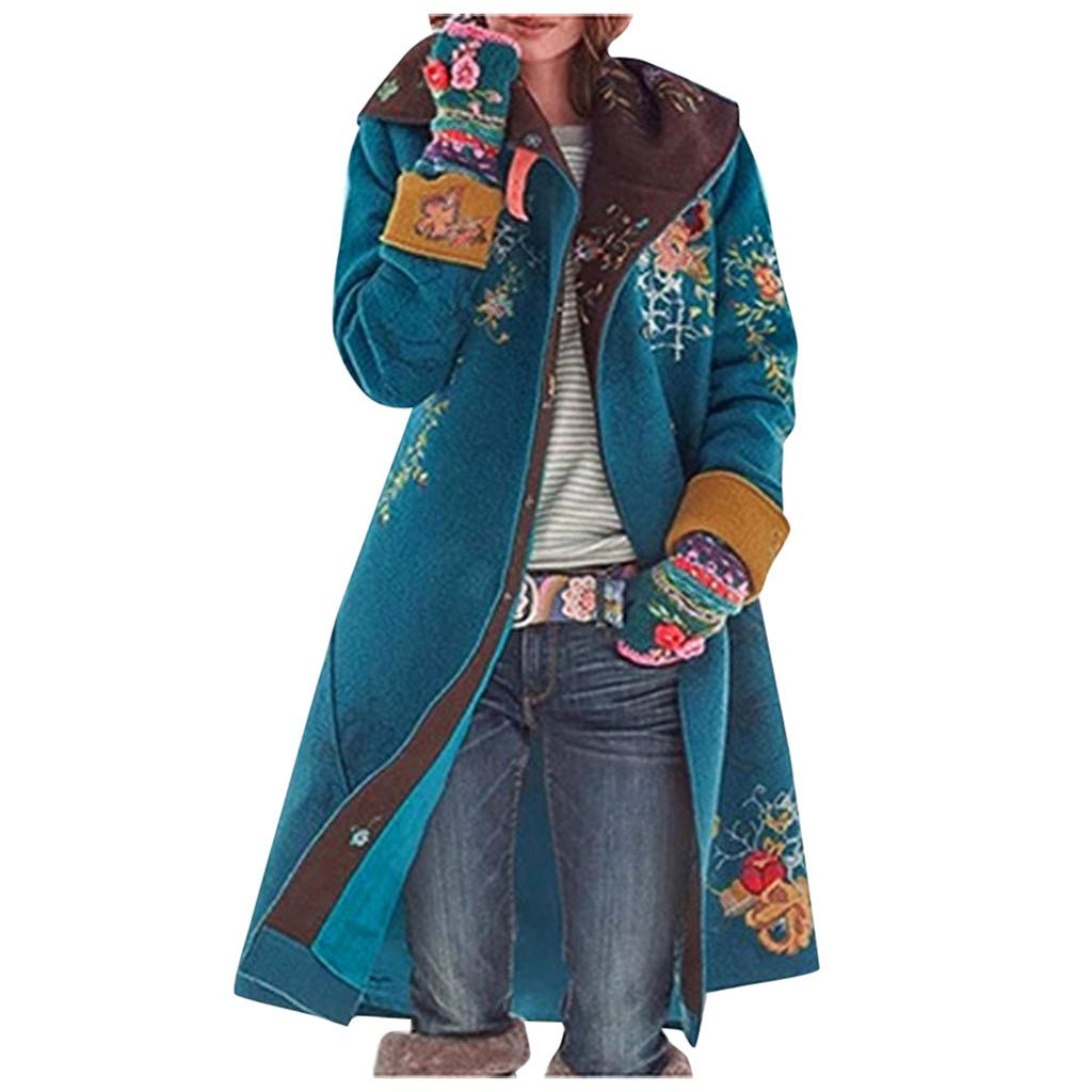 Women's Stylish Printed Mid-Length Top & Warm Long-Sleeve Wool Coat - Casual Outerwear for Fall/Winter Fashion | Perfect for Office, Dating & Everyday Wear