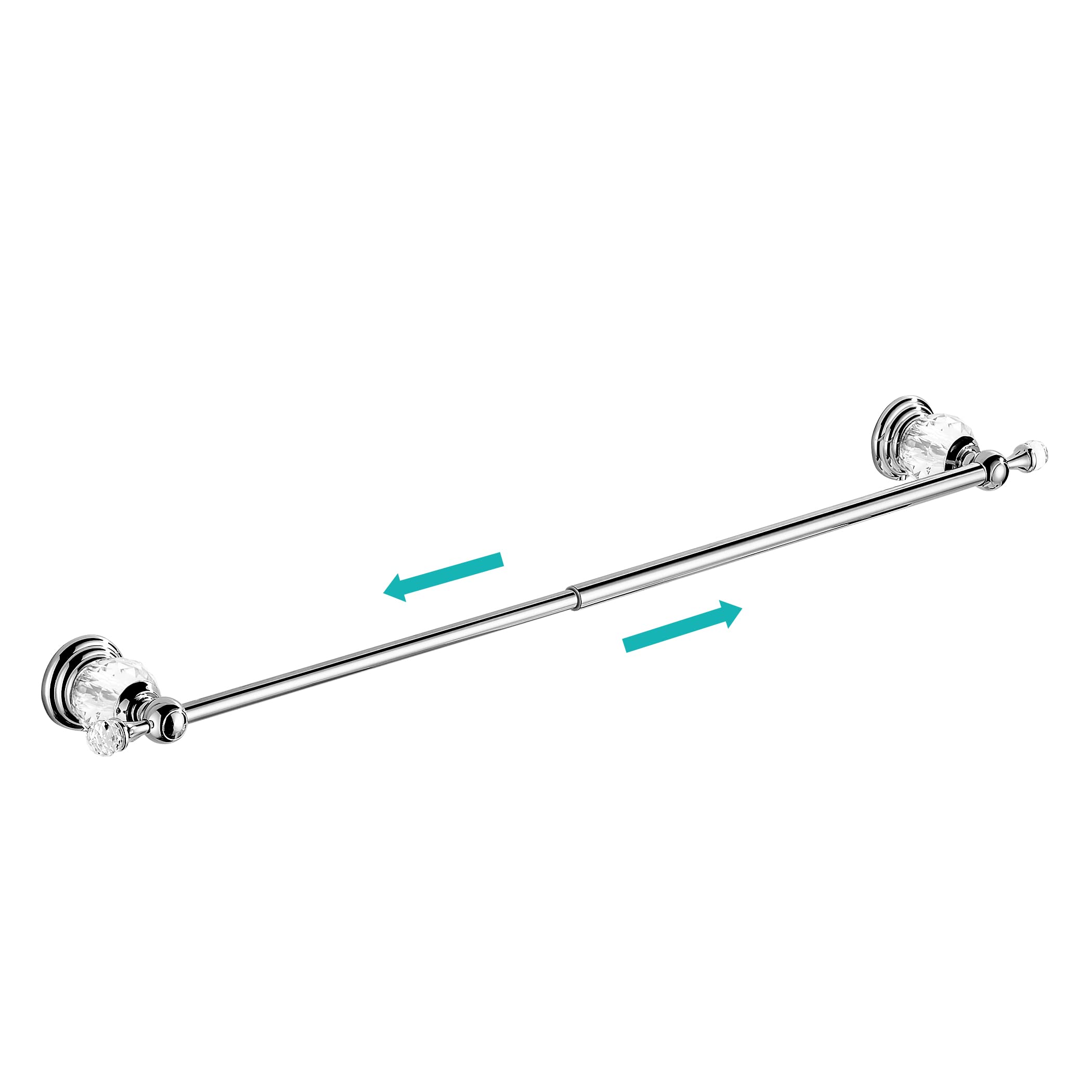 WOLIBEER Adjustable Stainless Steel Towel Bar - Chrome Expandable Towel Rack for Bathroom, Wall Mounted Towel Holder with Crystal Accents - Perfect for Modern Bathrooms, Spa, and Luxury Home Decor