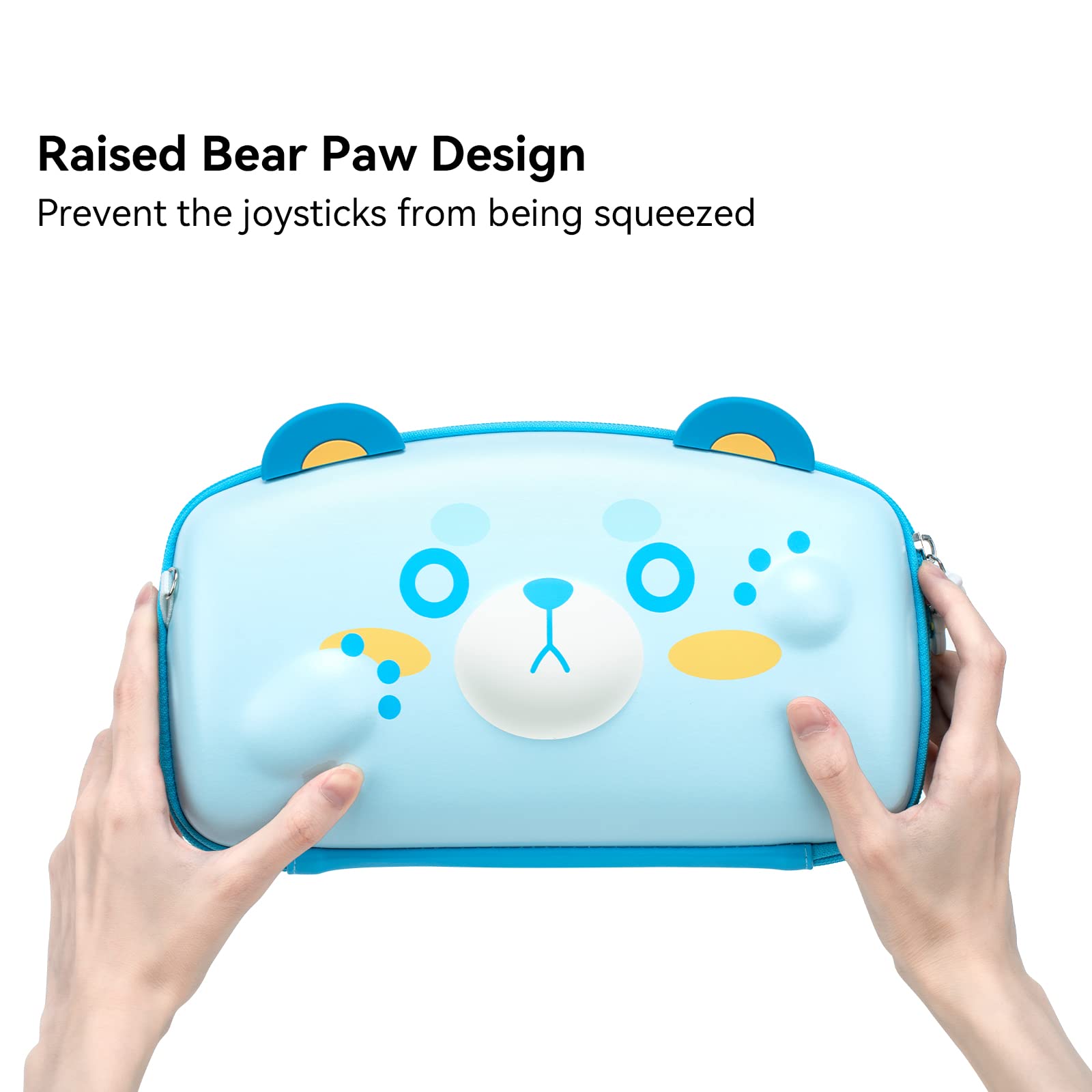 GeekShare Cute Bear Hard Shell Carrying Case for Nintendo Switch & Switch OLED - Portable Slim Travel Case with Storage for Console & Accessories | Perfect for Gaming On-The-Go, Travel Protection, Gift for Gamers