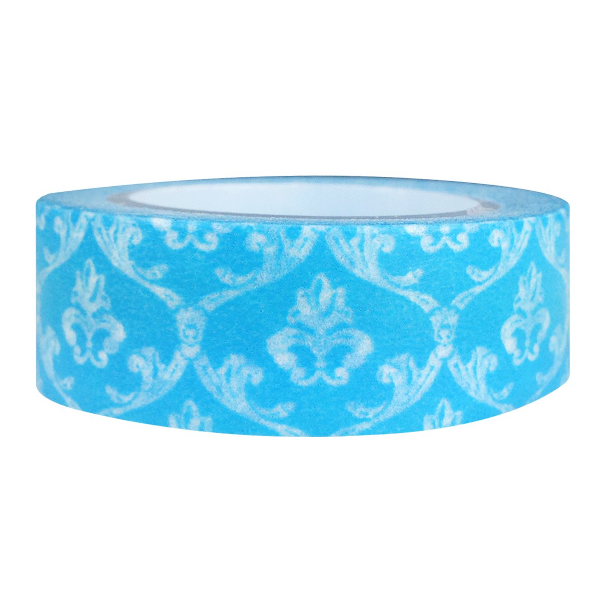 Wrapables Japanese Washi Masking Tape - Blue Damask Pattern for Scrapbooking, Journaling, Gift Wrapping & DIY Crafts