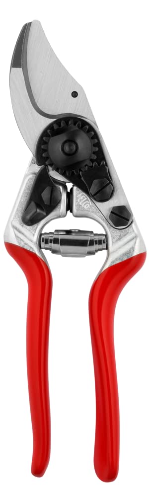FELCO F-14 Professional Pruning Shears - Swiss Made High-Performance Garden Shears with Steel Blade for Precise Cutting (Red & Silver) - Ideal for Trimming, Pruning, and Shaping Plants, Flowers, and Small Branches