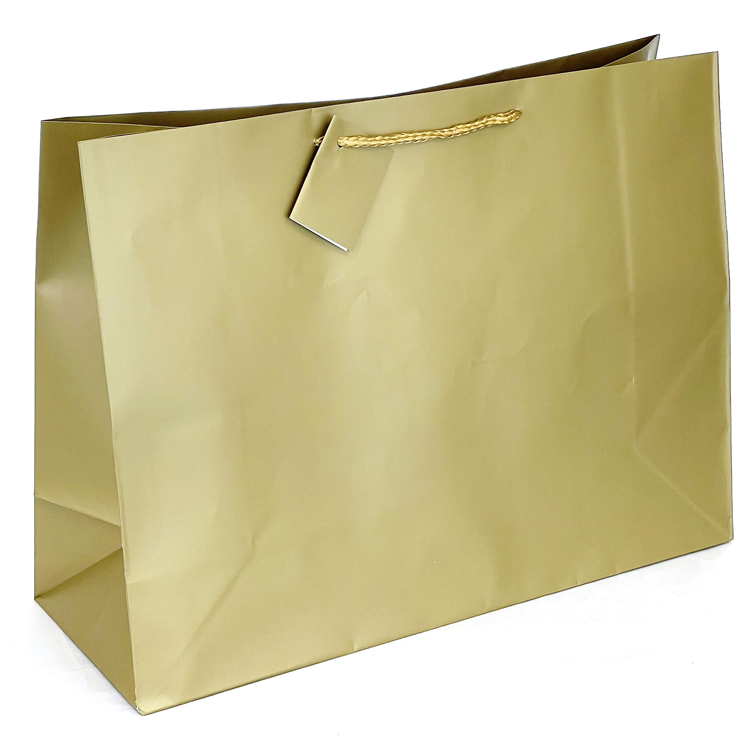 Allgala Premium Gift Bags - 12 Pack 16x12x6 Inch Extra Wide Vogue Gold Party Bags with Sturdy Handles for Birthday, Wedding, Baby Shower, Christmas & Holiday Celebrations - Perfect for Gift Wrapping, Party Decorations & Special Occasions