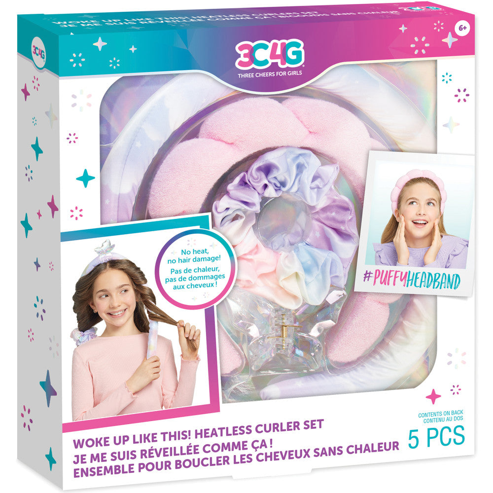 3C4G: Heatless Curler Set for Kids - 5 Piece No Heat Hair Styling Kit for Soft, Natural Curls - Perfect for School, Parties & Special Occasions