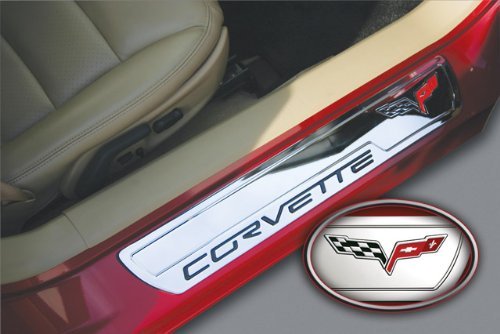Corvette C6 Door Sill Plates - Billet Chrome with C6 Logo for 2005-2011 Models | Premium Car Interior Accessories for Corvette Enthusiasts