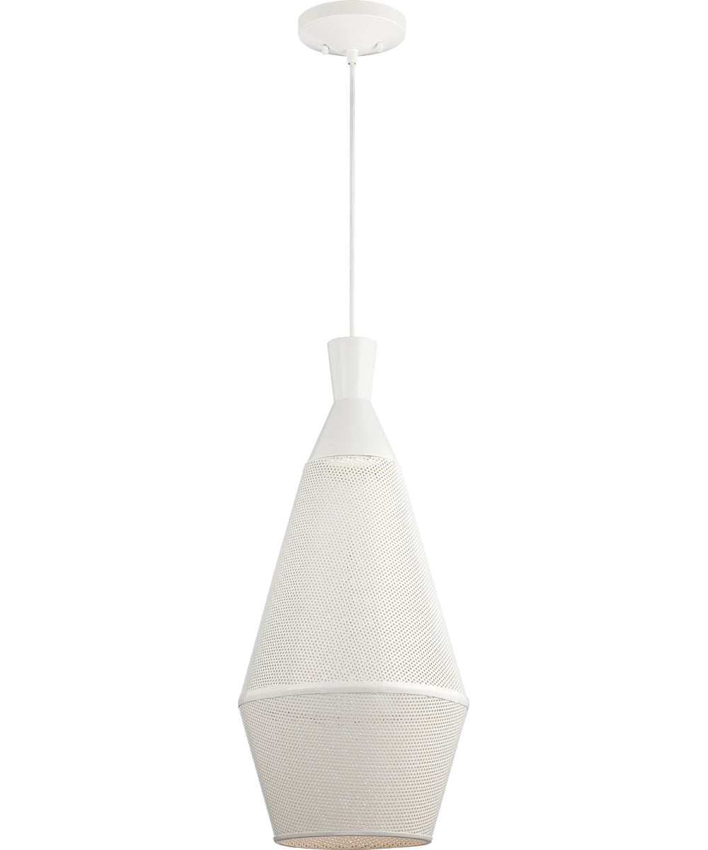 11W Marx 1-Light Pendant Light Fixture in Glacier White - Modern Hanging Light for Kitchen Island, Dining Room, or Entryway