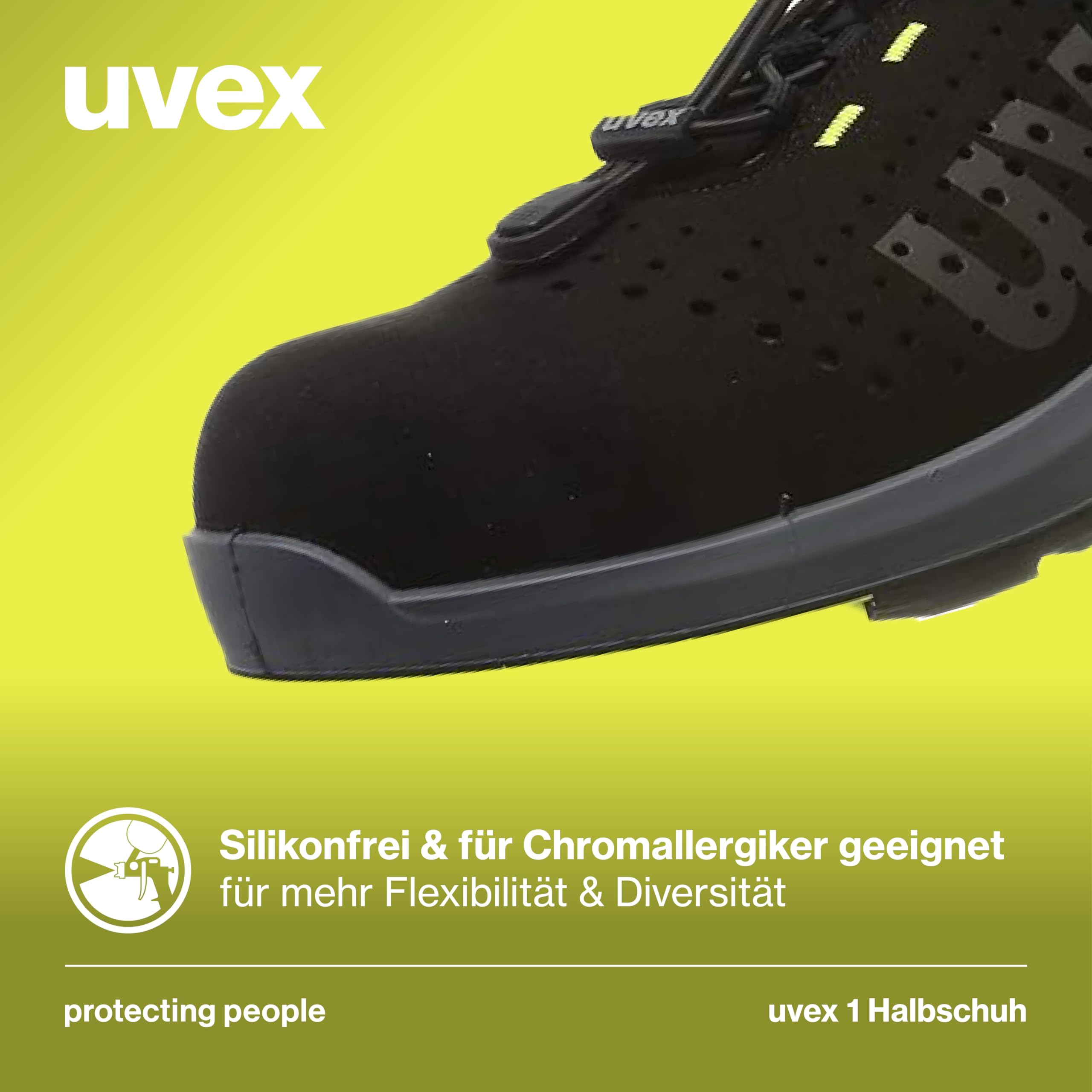 Uvex S1 SRC ESD Safety Work Shoes - Lightweight, Non-Slip, Anti-Static - with Free Shoe Bag - Lime Black - Ideal for Construction, Warehouse & Industrial Workplaces