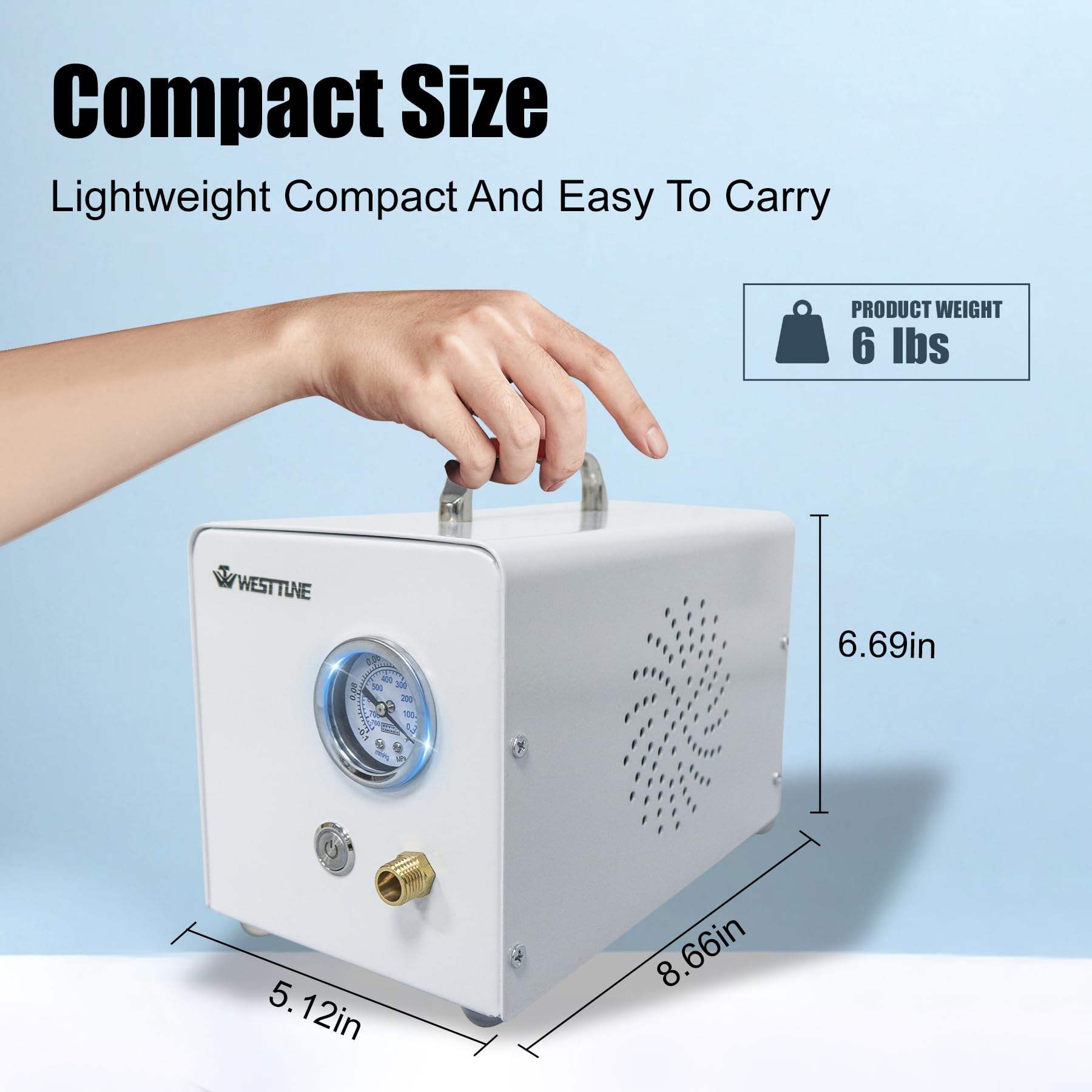 Lab Diaphragm Vacuum Pump - Portable Oilless Vacuum Filtration System for Laboratory Use with 2 Rubber Tubes & 10L/min Negative Pressure - Ideal for Chemistry Experiments, Medical Research & Scientific Filtration