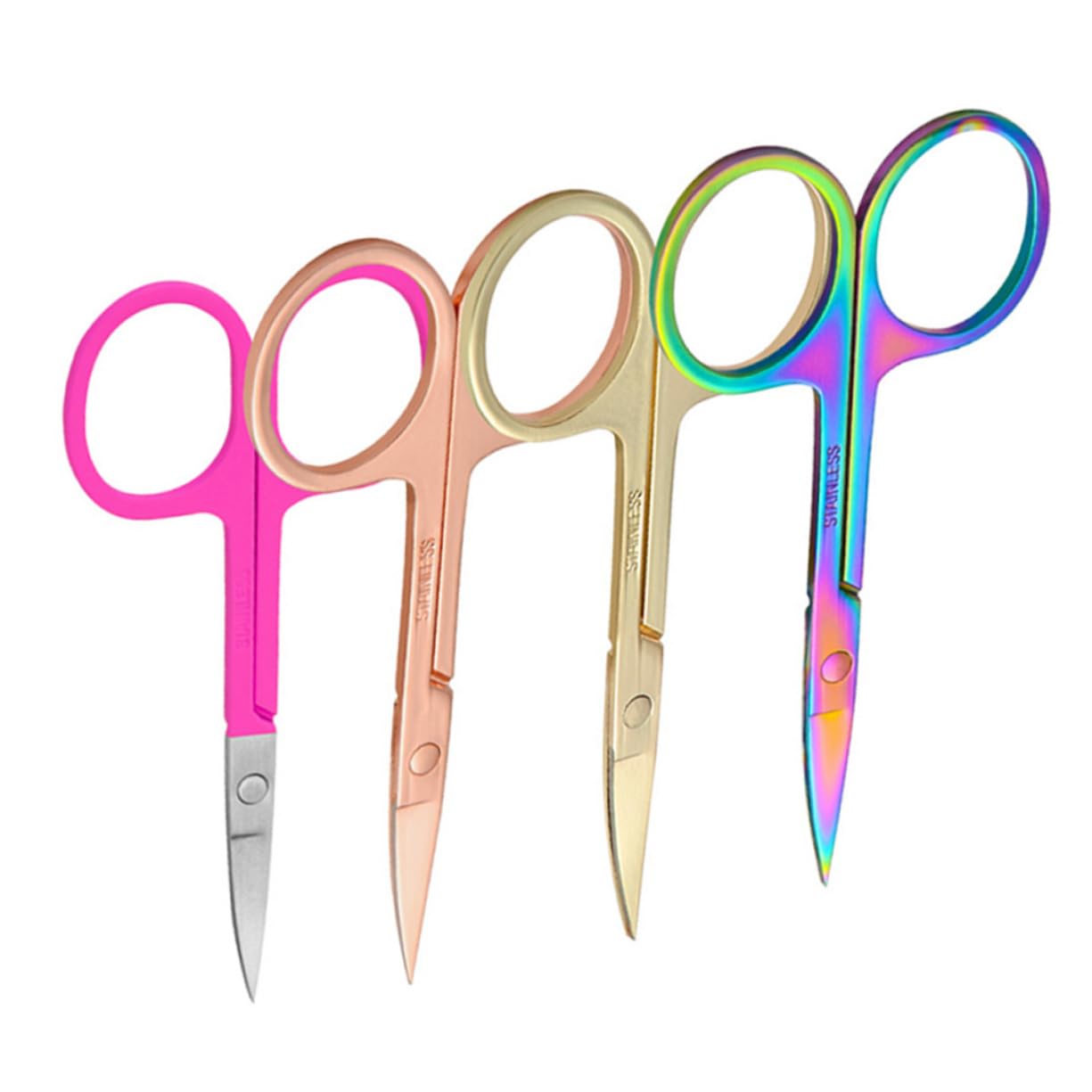 4-Piece Nose Hair Trimmer Set - Stainless Steel Scissors, Tweezer, Comb & Small Beauty Scissors for Eyebrows & Makeup - Perfect for Grooming, Travel & Personal Care