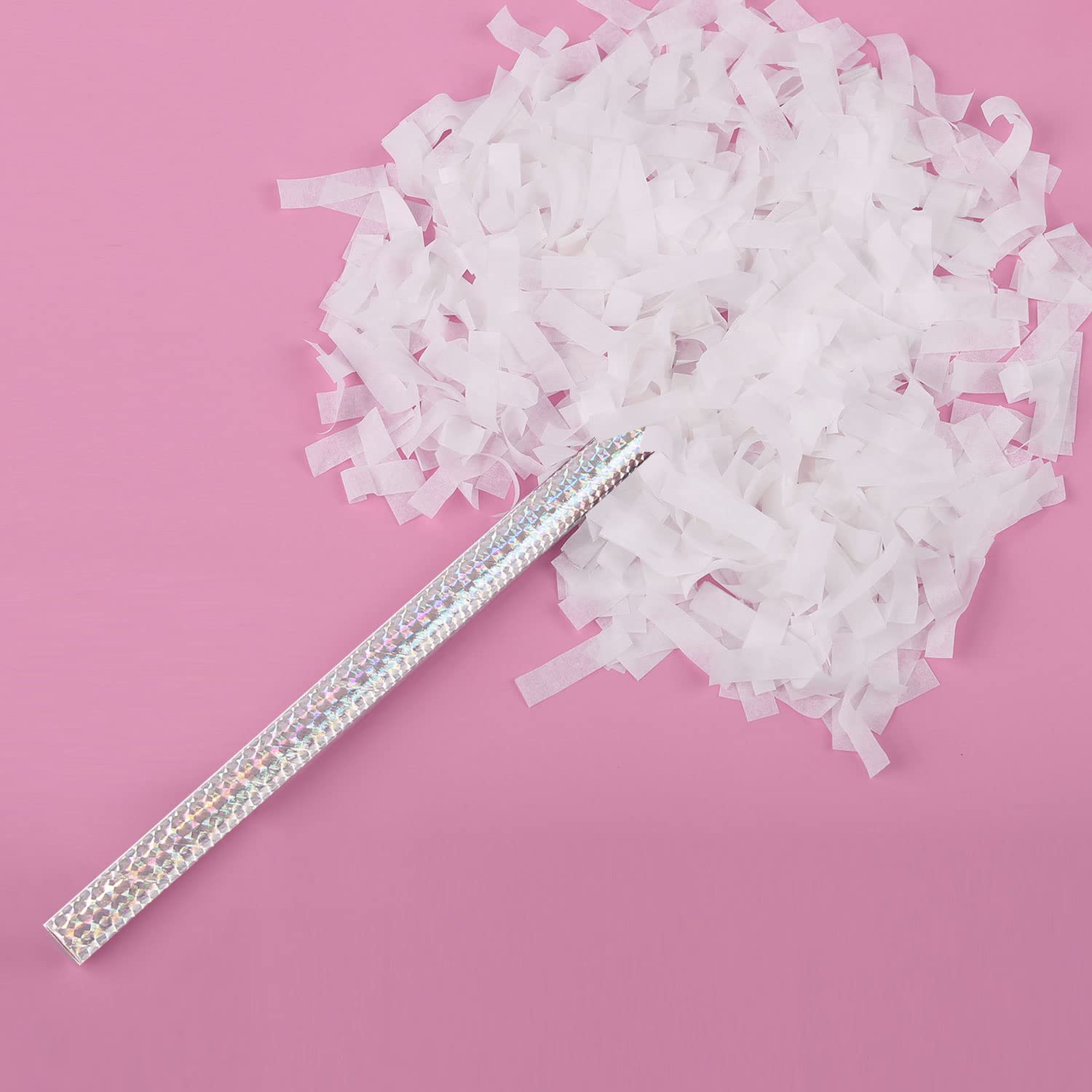 BATTIFE 14-Pack White Confetti Wands - 14 Inch Tissue Paper Flutter Sticks for Wedding, Anniversary & Birthday Party Decorations - Perfect for Aisle Walk, Photo Shoots & Reception Celebrations