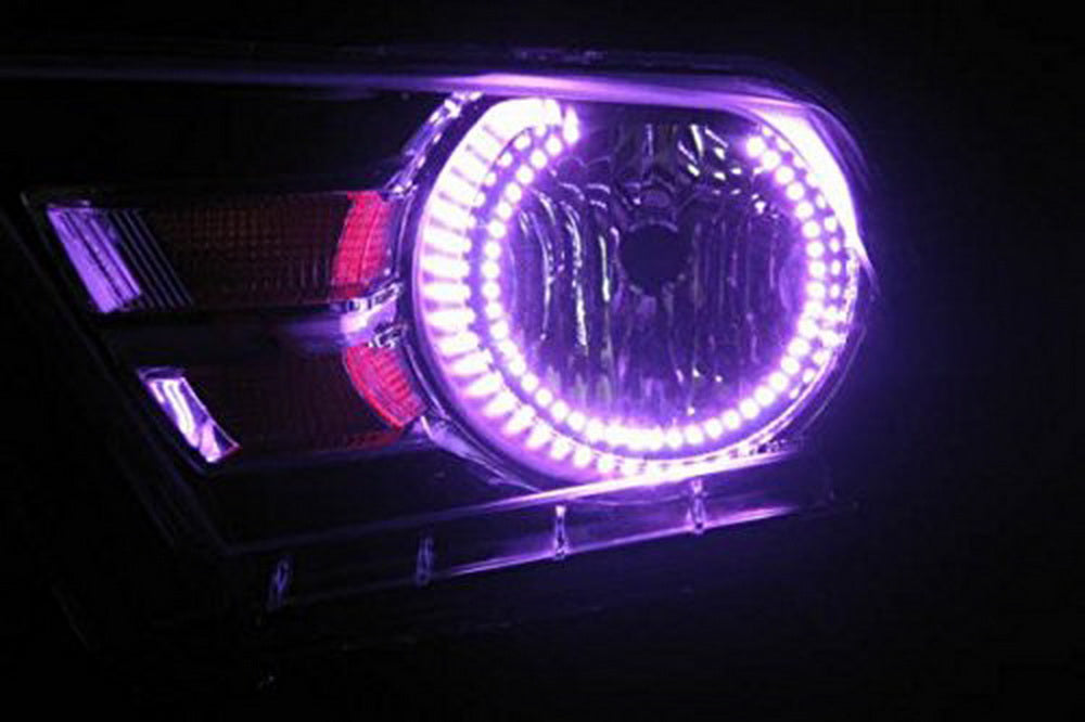 2005-2012 Ford Mustang RGB Multi-Color LED Angel Eye Halo Rings Headlight Retrofit Kit - DRL Daytime Running Lights for Custom Car Lighting Upgrade