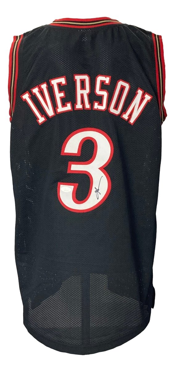 Allen Iverson Autographed Black Pro Style Basketball Jersey - JSA Certified - Perfect for Collectors, Fans, and Sports Memorabilia Displays