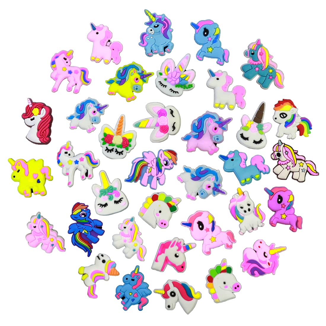 35PCS Unicorn Shoe Charms - Cute Crocs Jibbitz Decorations for Shoes & Bracelets, Funny Unicorn Accessories for Kids & Adults, Perfect for Parties, Gifts & DIY Crafts