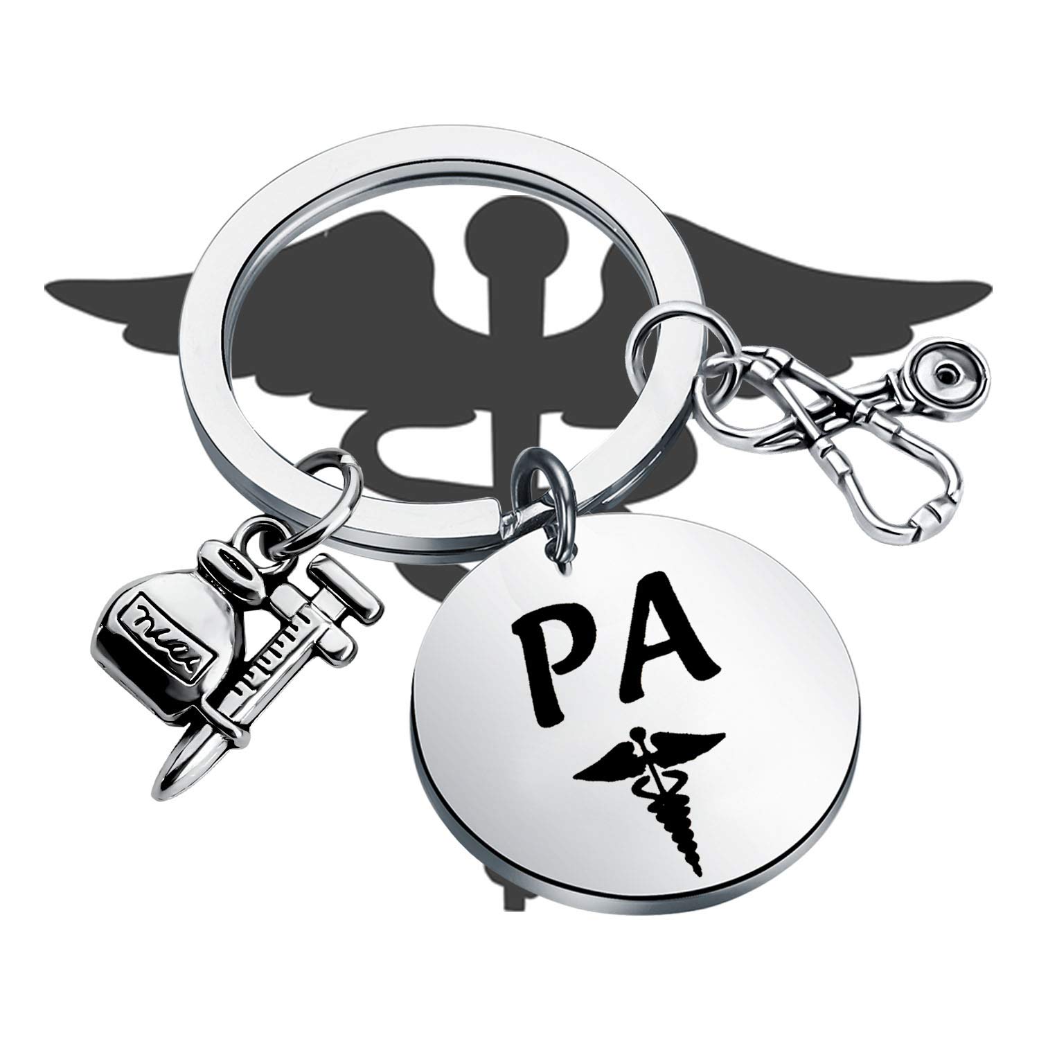 FUSTMW Physician Assistant Gift - Engraved Caduceus Keychain for Medical Graduation, PA Graduation Gift, Nurse Appreciation - Perfect for Clinical Rotations & White Coat Ceremony