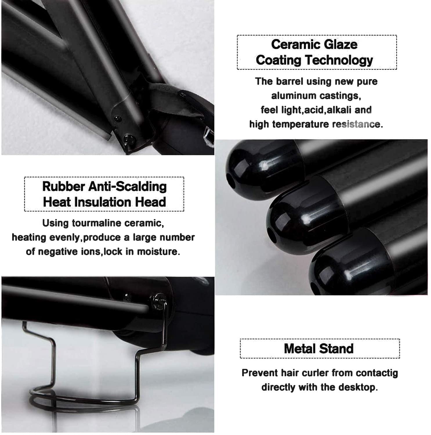 Coidak 1 Inch 3 Barrel Hair Waver - 25mm Adjustable Temperature Curling Iron for Beach Waves, Quick Heat Up Hair Crimper | Perfect for Salon Styling, Home Use & Travel (Black)