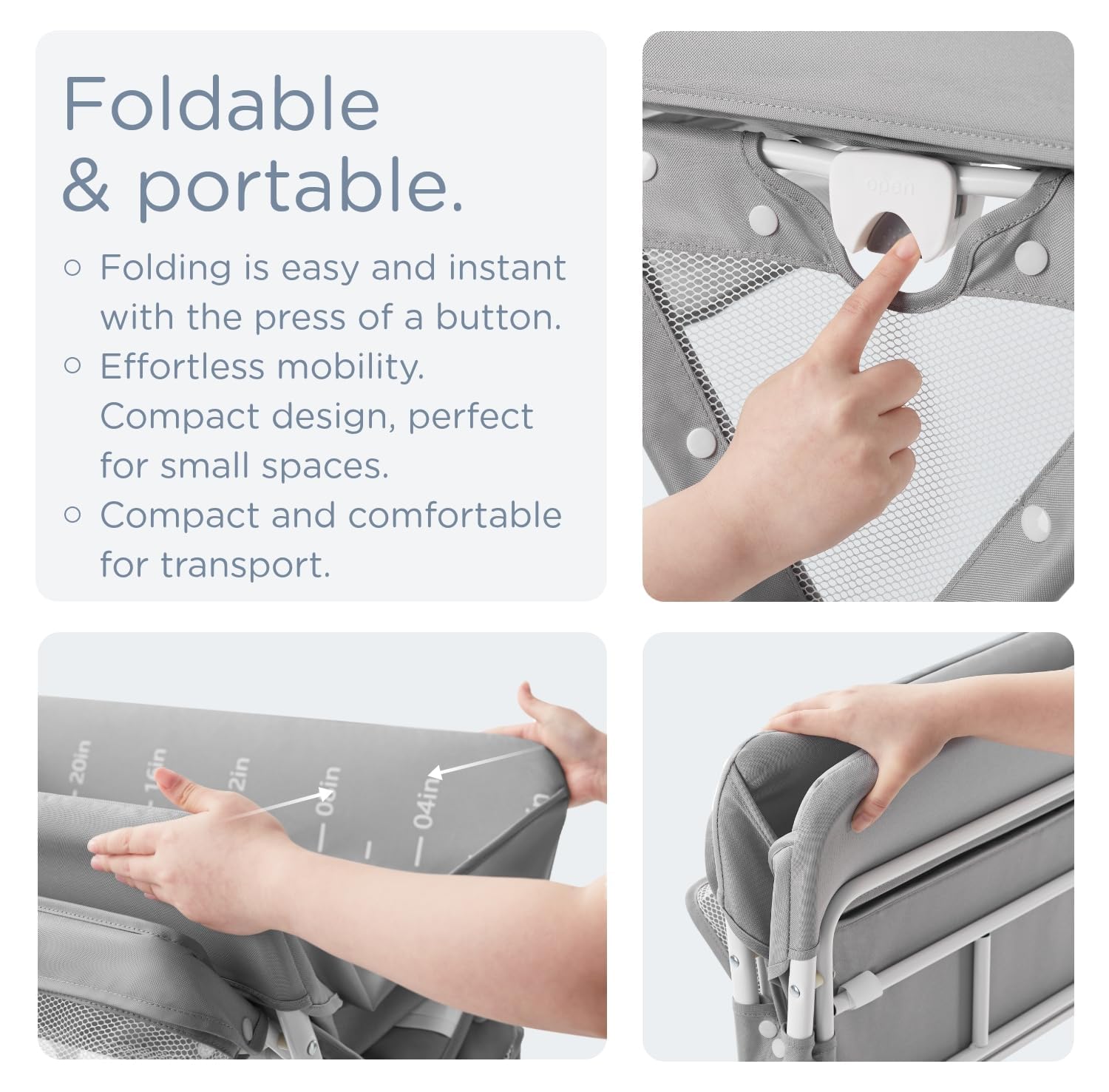 Portable Baby Changing Table with Wheels - Foldable Diaper Changing Station for Nursery, Adjustable Height Toddler Changing Table for Newborn & Infant (Grey) - Perfect for Home, Daycare & Travel Use