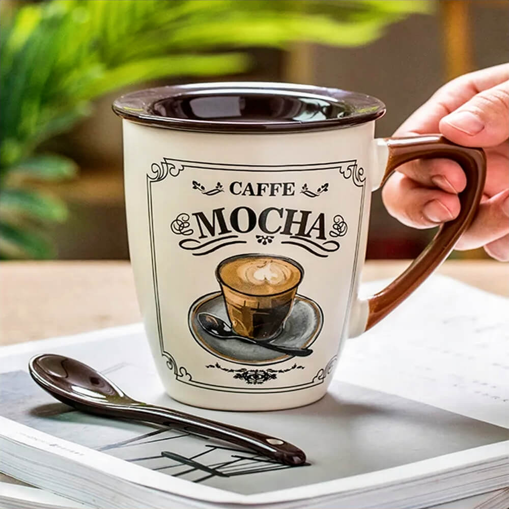 Premium Ceramic Coffee Mug with Lid - Insulated Travel Mug for Hot & Cold Drinks - Perfect for Office, Home & Outdoor Use