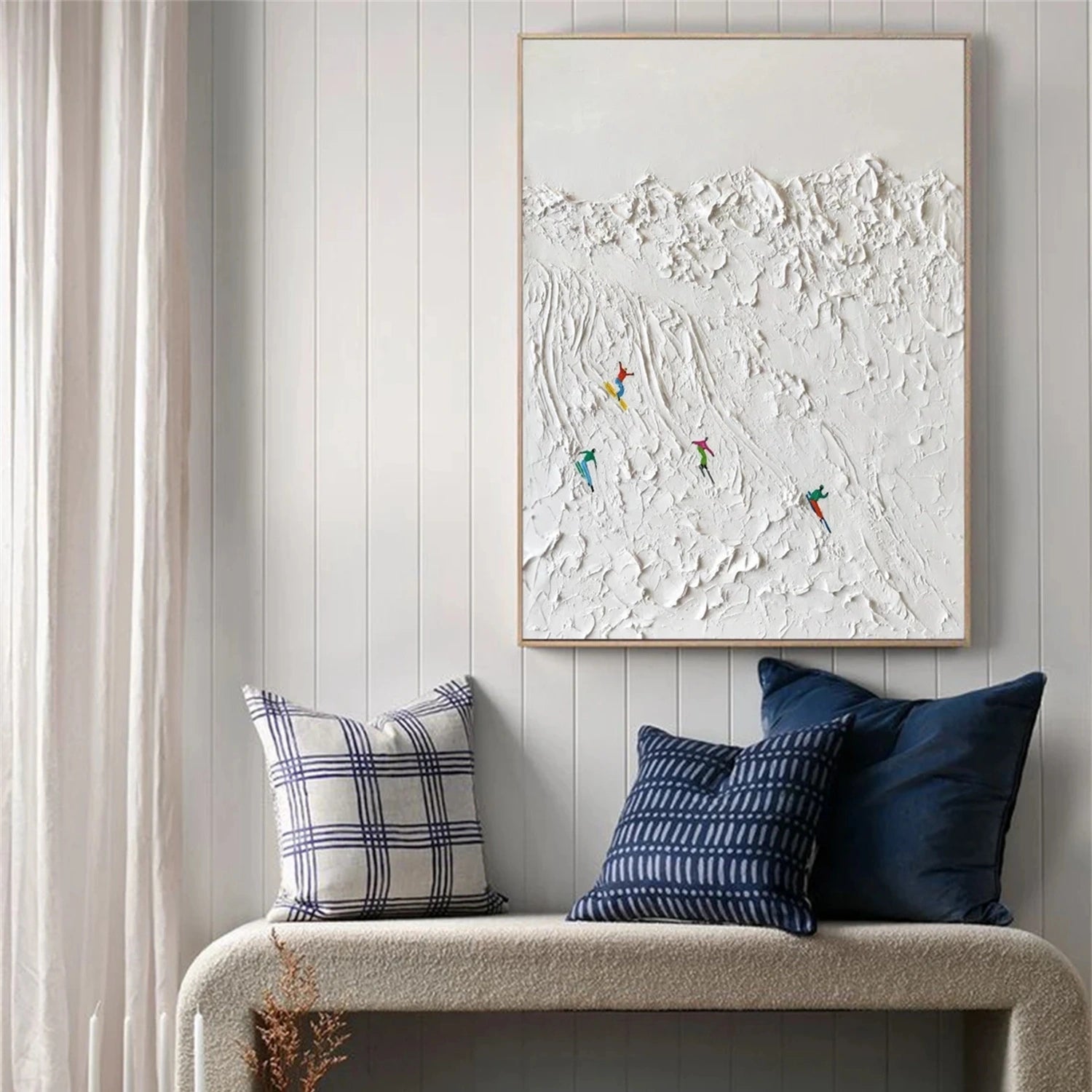 Premium Skiing Sport Art Textured Canvas Painting - Winter Sports Wall Decor for Home & Office (SP031) | Perfect for Ski Lodge, Mountain Cabin & Sports Enthusiast Gifts