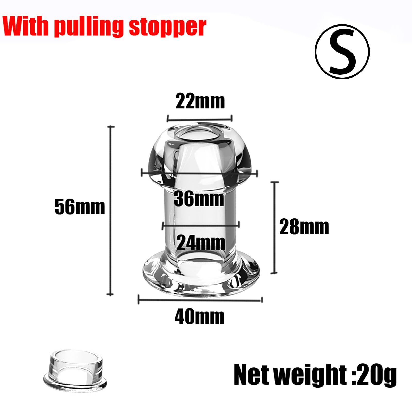 AMAZBEE Transparent Hollow Anal Plug with Expansion Speculum, Wide Base Vaginal Dilator, Enema Anal Tunnel Sex Toy for Women & Men (Small) - Perfect for Solo Play, Couples & BDSM Exploration