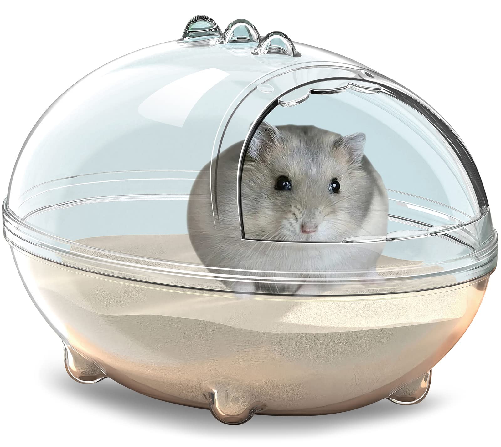 Hamster Sand Bath Container - Transparent Dust Bath Box for Small Pets, Hamster Bathtub & Toilet Accessories - Perfect for Cage Cleaning & Grooming (Size S)