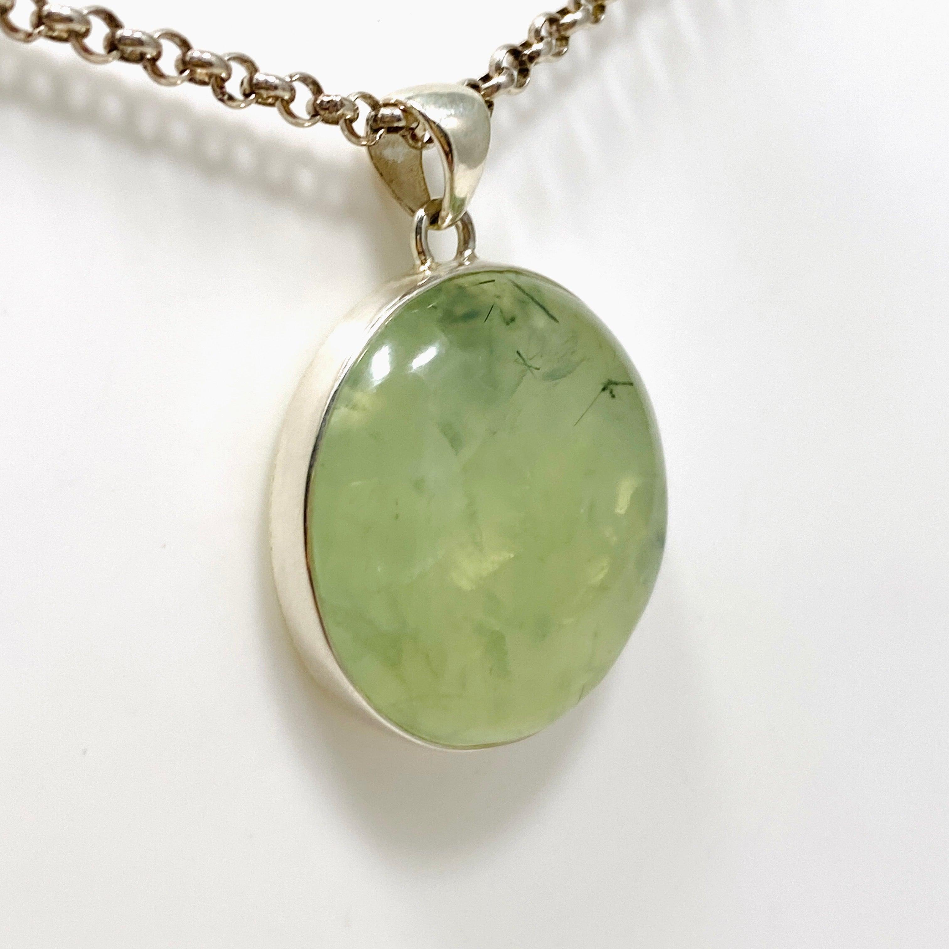 Natural Prehnite Round Pendant Necklace KPGJ4284 - Elegant Gemstone Jewelry for Women, Perfect for Daily Wear, Gifts & Special Occasions