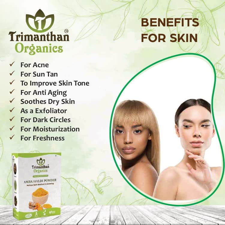 Trimanthan Organics Pure Wild Turmeric Powder (100g) - Natural Kasturi Haldi for Skin Brightening & Face Care | Organic Amba Haldi Powder | Use for DIY Face Masks, Skin Lightening & Ayurvedic Beauty Treatments