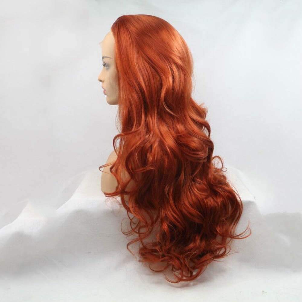 Melody 360# Color Long Body Wave Synthetic Lace Front Wig - Heat Resistant Brown Red & Copper Red Wigs for Women | Perfect for Cosplay, Daily Wear & Special Occasions