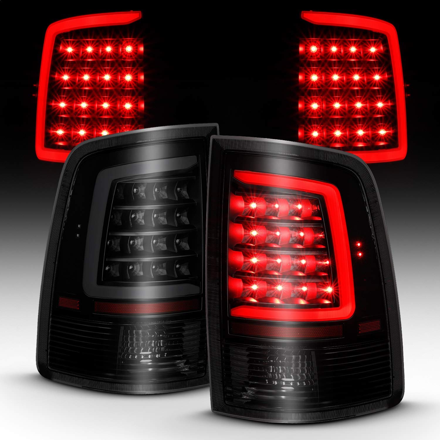ANZO USA 311319 LED Tail Lights for Dodge Ram 1500 (2009-2018) - Smoke Lens, DOT Approved, Easy Installation - Upgrade Your Truck's Style & Safety for Night Driving