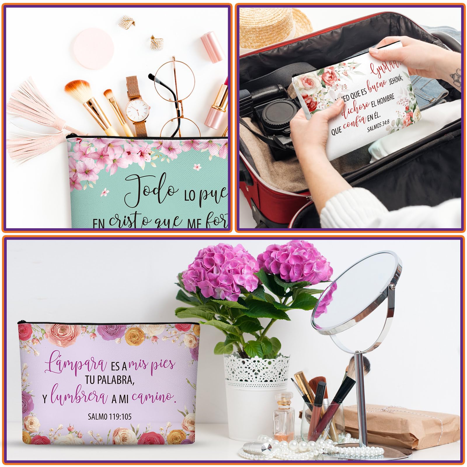 Kacctyen 18 Pcs Christian Makeup Bags with Bible Verses - Religious Gift for Women, Travel & Daily Use