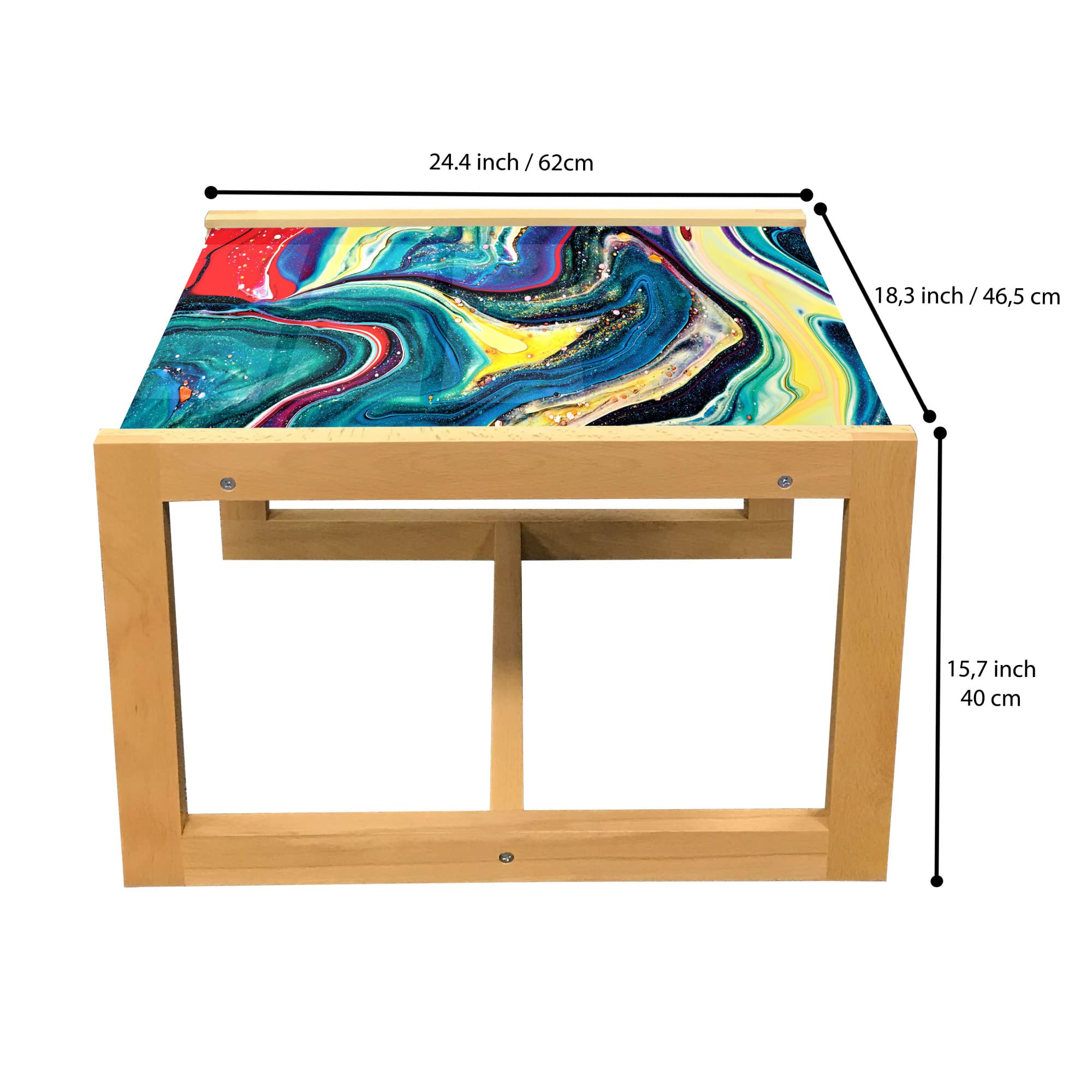 Ambesonne Marble Coffee Table - Abstract Art Print, Acrylic Glass with Wooden Frame for Office & Dorm Decor