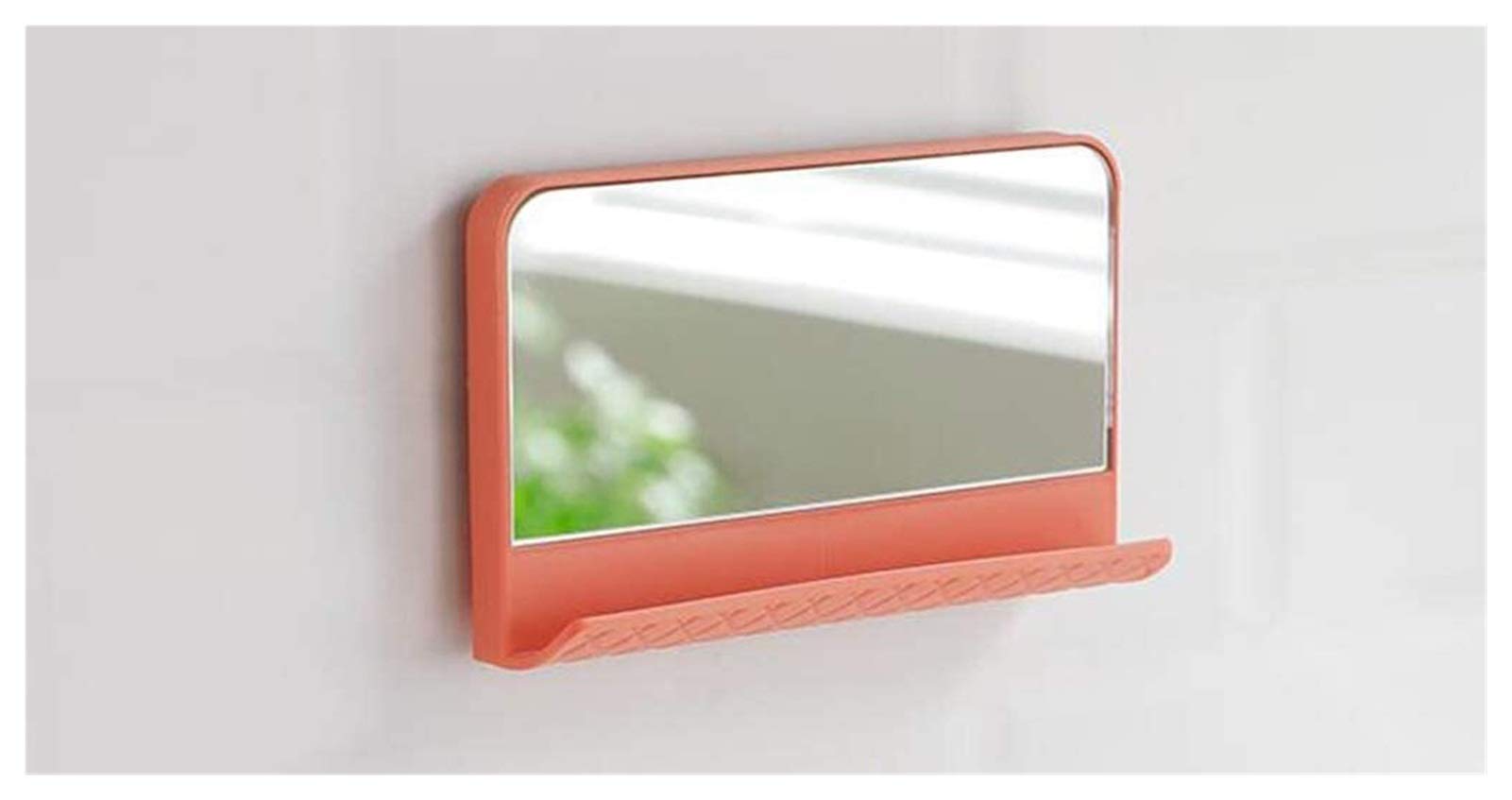Z Create Design Vanity Mirror - Wall Mounted HD Storage Mirror with Vibrating Function, Modern Simple Makeup Mirror for Bathroom & Dorm, No Punch Installation (Orange) - Perfect for Makeup Application, Skincare Routine & Small Space Organization