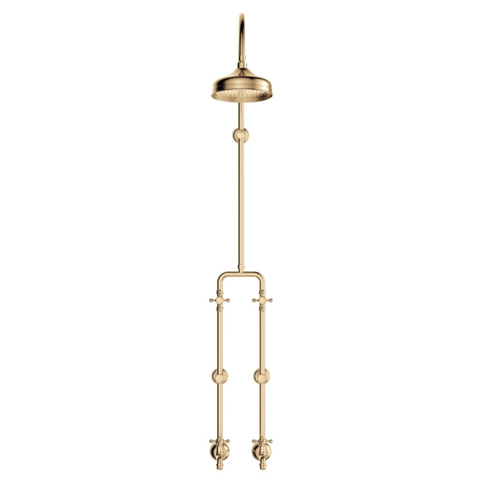 Fienza 455122UB Lillian Exposed Rail Shower & Bath Set in Urban Brass - Modern Bathroom Fixture for Spa-Like Experience