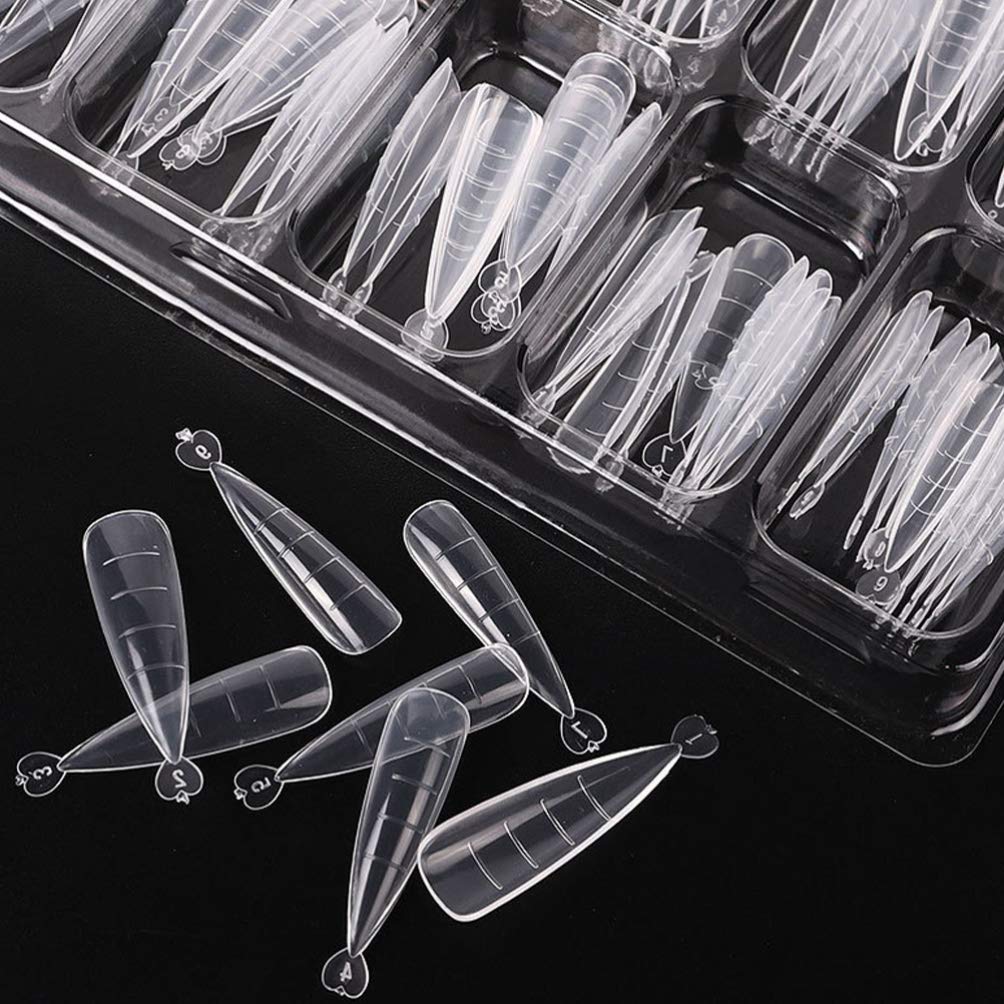 100pcs Crystal Nail Tips - Acrylic Fake Nails for Manicure & Nail Art | DIY Nail Extension Kit with Nail Beauty Plate | Perfect for Salon, Home Use & Party Glam