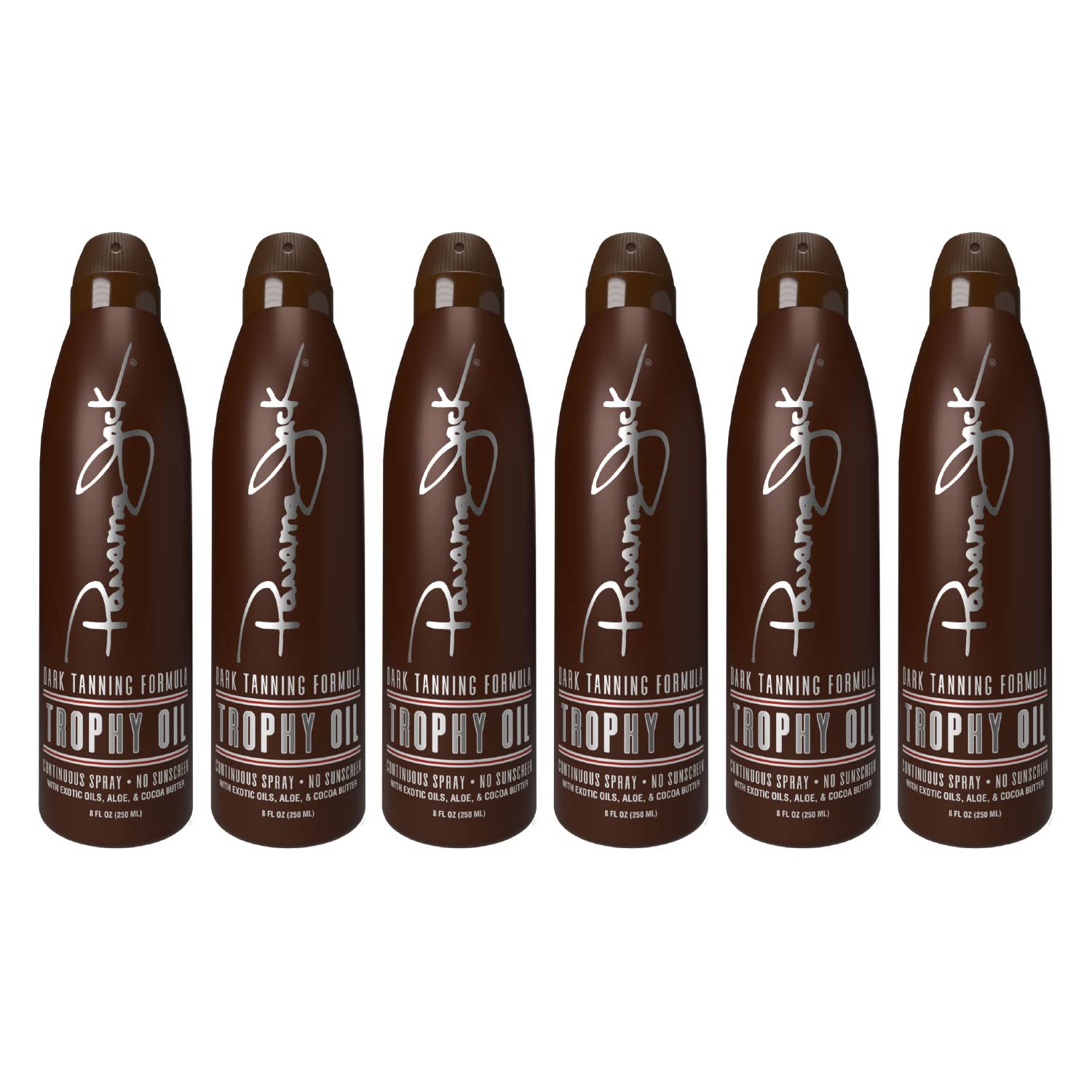 Panama Jack Trophy Suntan Oil - SPF 0 Sun Tanning Oil with Aloe Vera, Cocoa Butter & Exotic Oils - Lightweight Formula & Tropical Fragrance - 5.5 oz (6-Pack) - Perfect for Beach, Pool & Summer Tanning