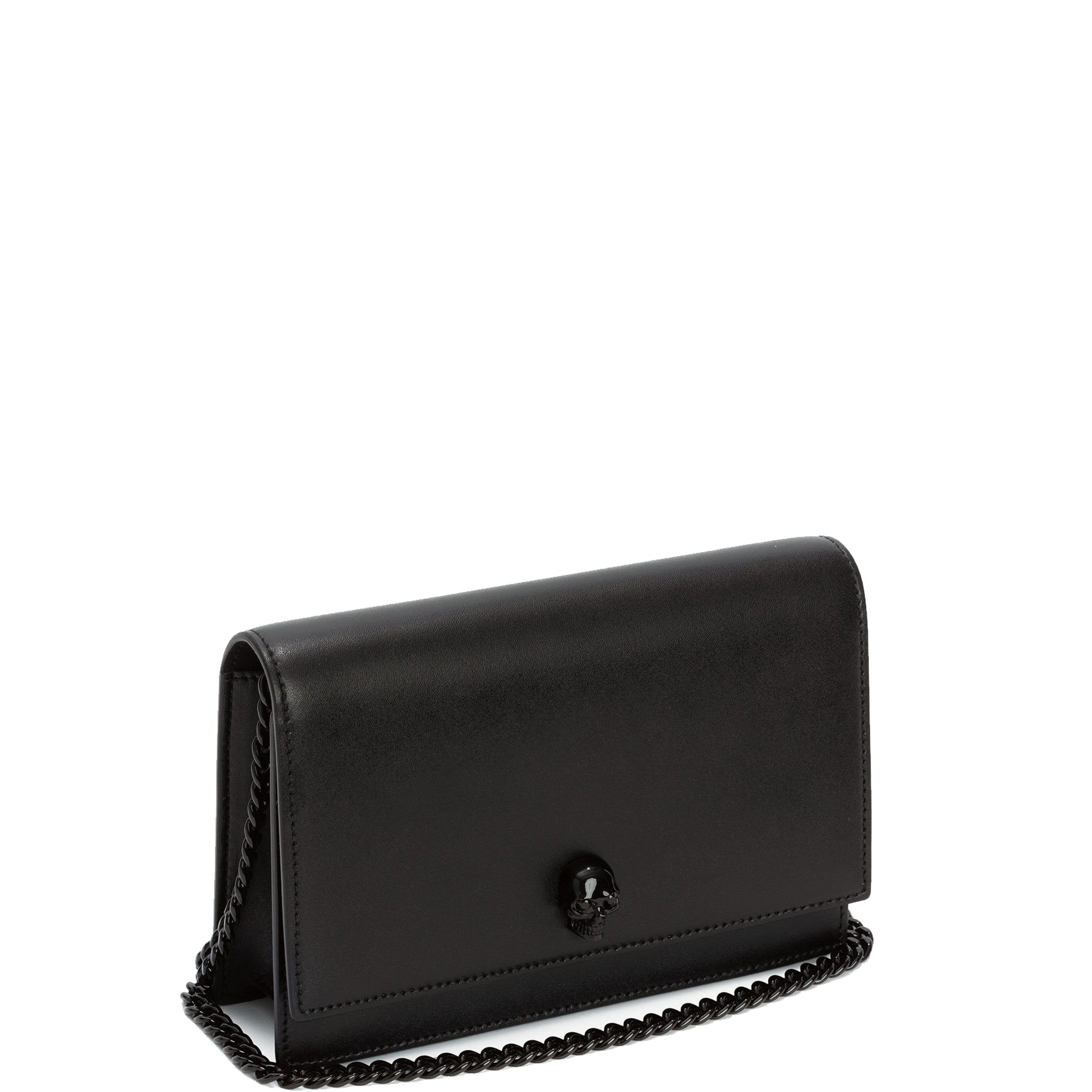 Skull Mini Crossbody Bag - Smooth Black Leather for Women | Gothic Fashion Accessory for Parties, Concerts & Halloween