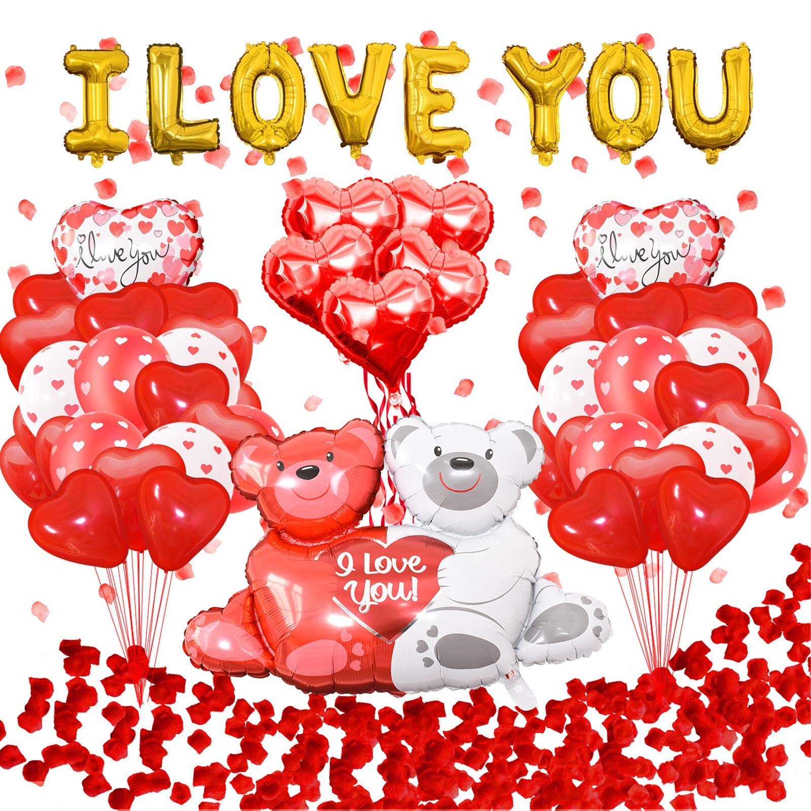 IFOTIME Multicolor Rose Petal Wedding Bear Heart Decor - Romantic Valentine's Day Party, Anniversary & Home Decoration - Perfect for Wedding Centerpieces, Bridal Showers & Romantic Proposals
