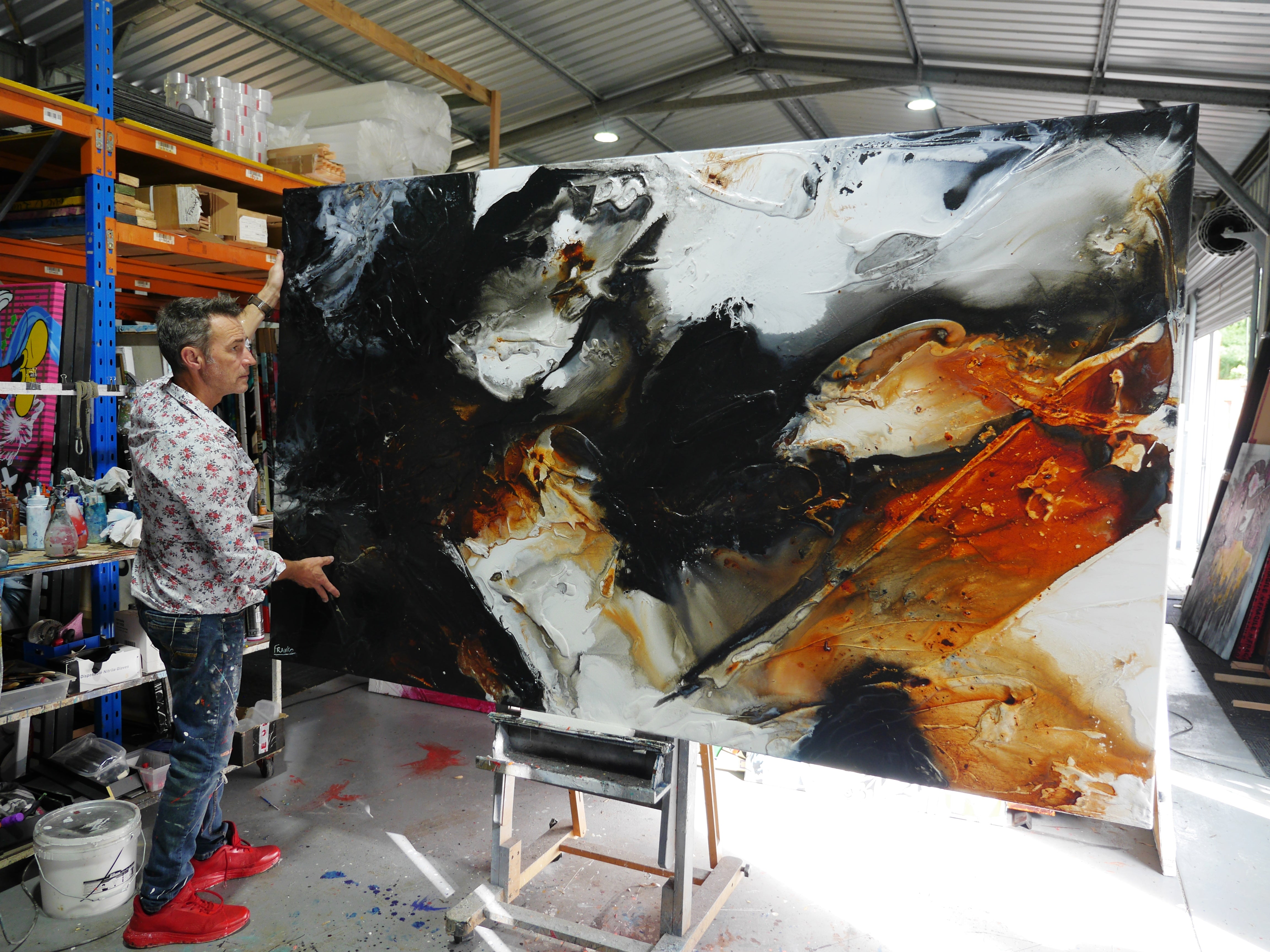 Large Rust Textured Abstract Painting - 250cm x 150cm Organic Oxide Canvas Art for Modern Living Room & Office Wall Decor
