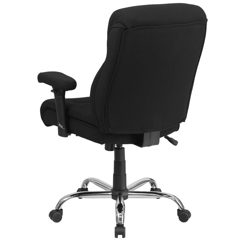 FLASH HERCULES Series Big & Tall Office Chair - 400 lb Weight Capacity, Ergonomic Black Fabric Task Chair with Adjustable Arms & Line Stitching - Perfect for Home Office, Gaming & Workspaces