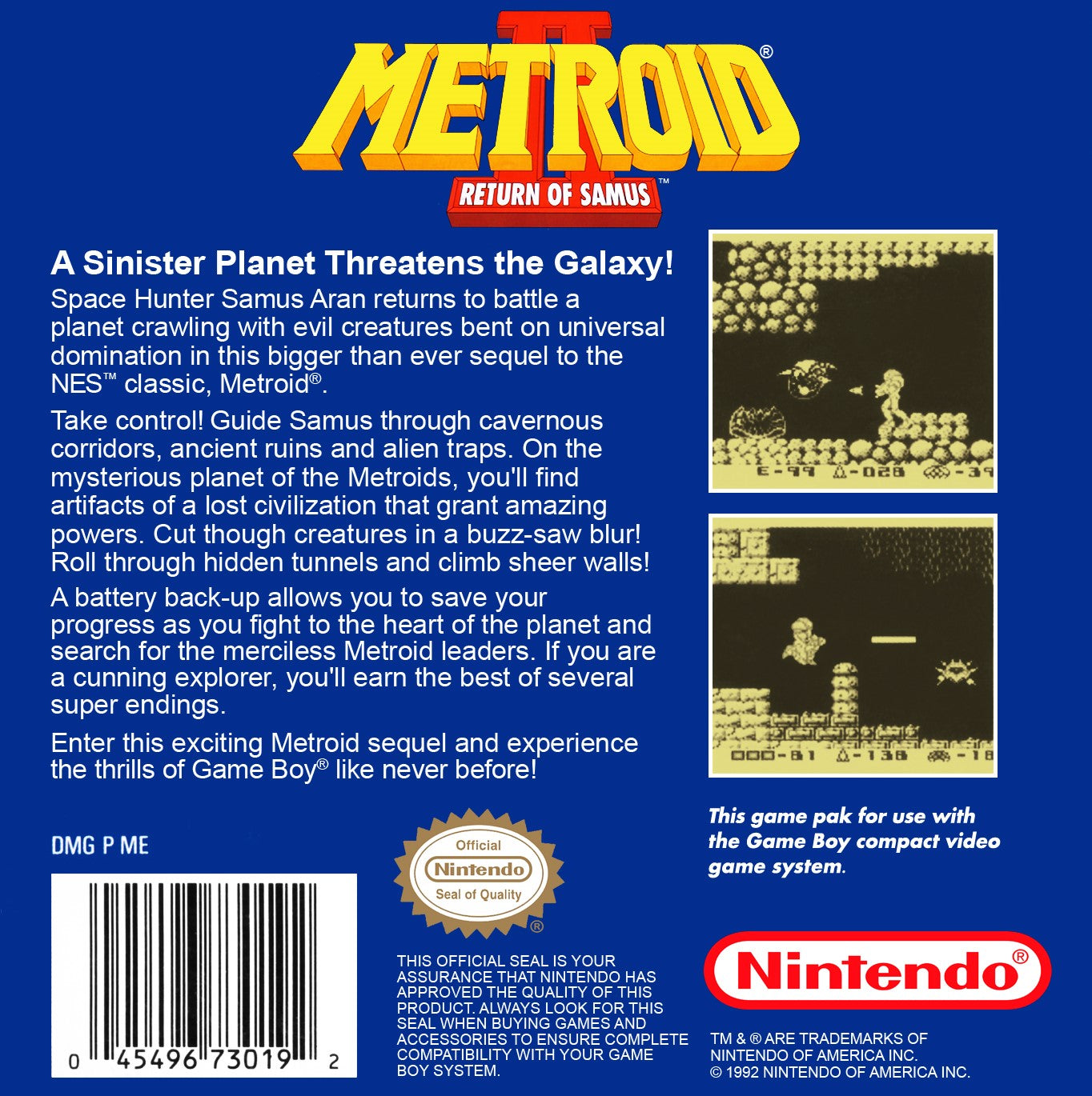Metroid II: Return of Samus - Classic Action-Adventure Game for Nintendo Game Boy | Perfect for Retro Gaming Enthusiasts & Collectors