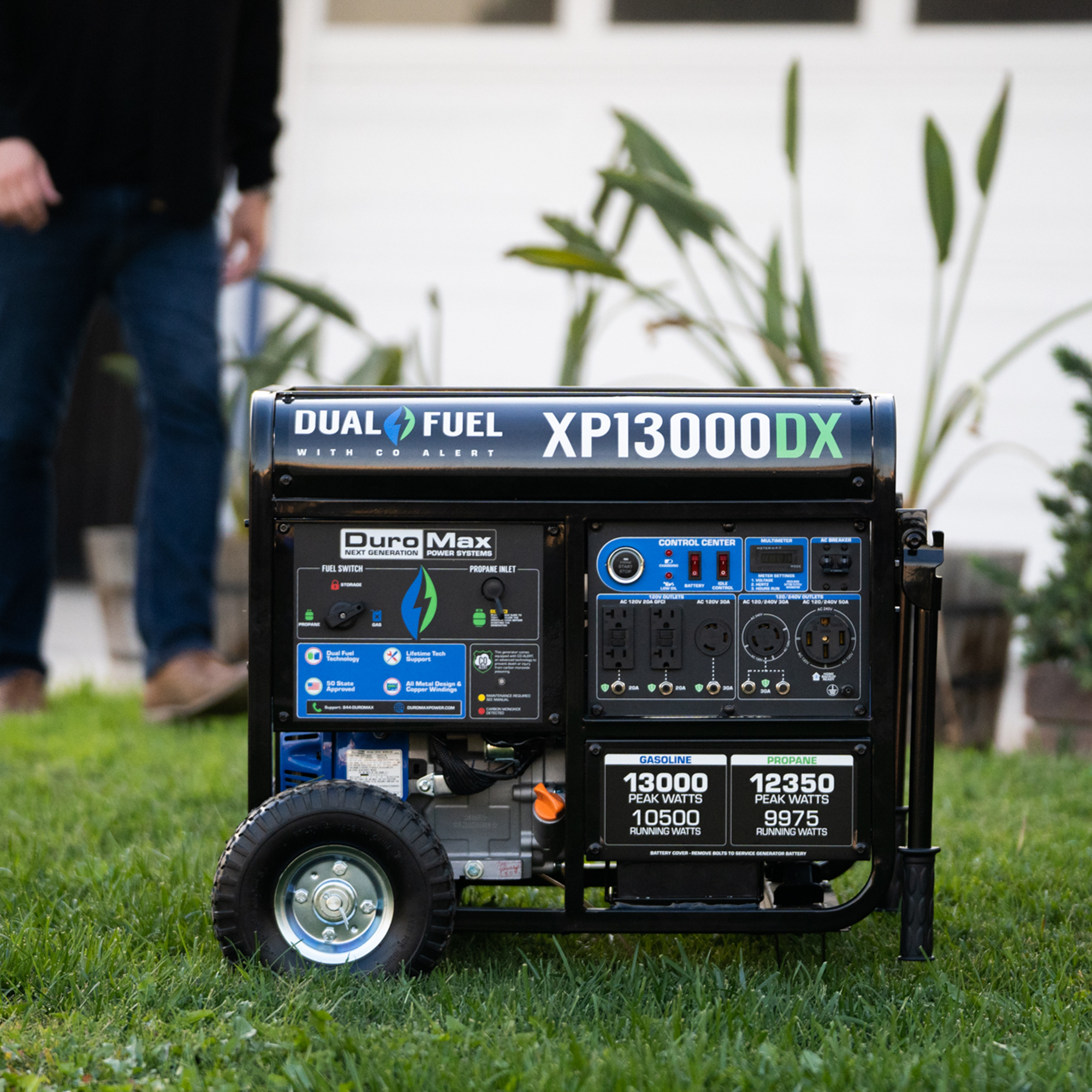 13,000W Dual Fuel Portable Generator with CO Alert - Reliable Backup Power for Home, Camping & Emergency Use