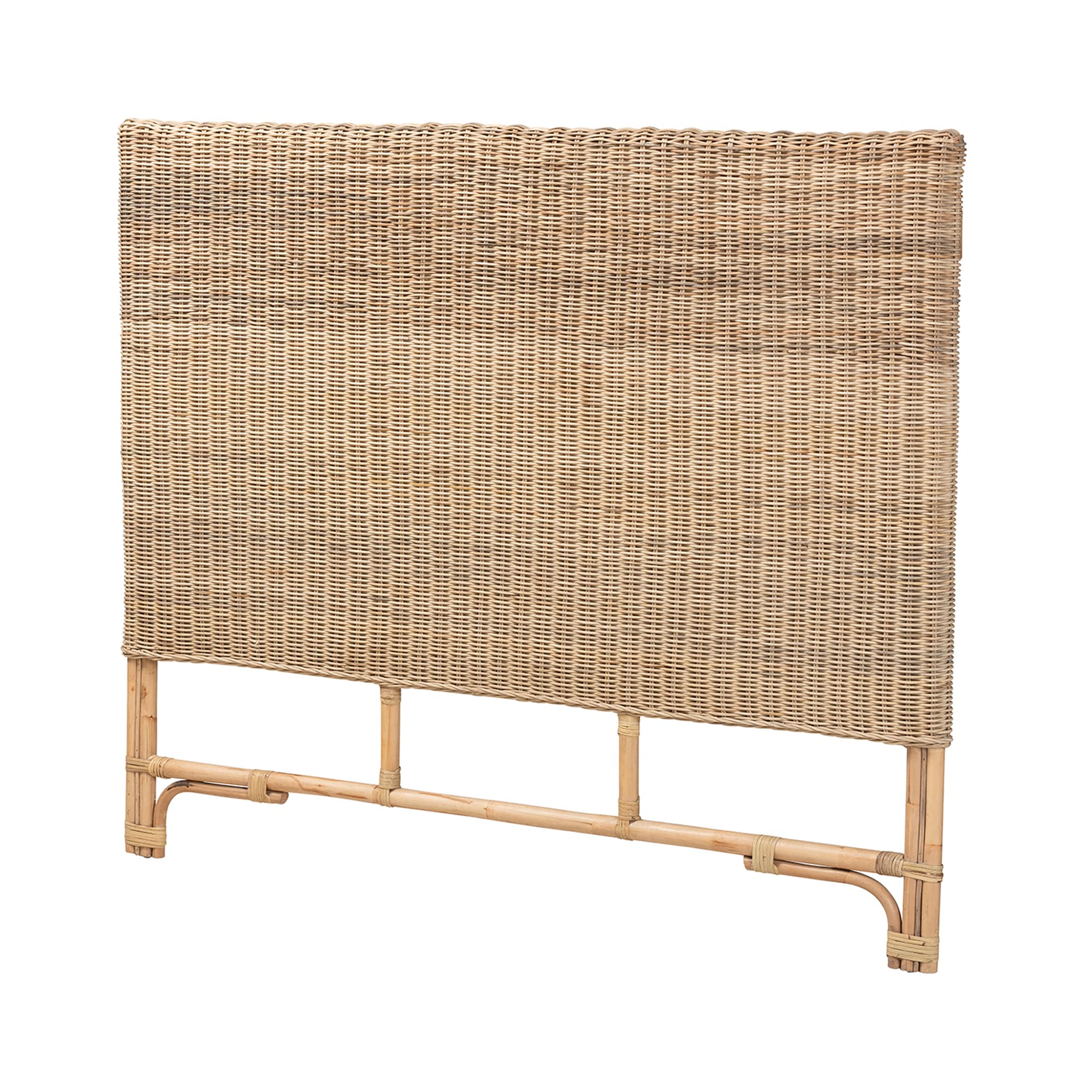 Bali & Pari Cantara Natural Rattan Queen Size Standalone Headboard - Boho Bedroom Decor for Master Bedroom, Guest Room, or Vacation Home