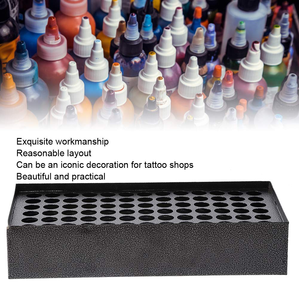 78-Hole Iron Pigment Rack - Ink Display Holder for Black Baking Varnish & Color Inks - Compact Shelf Organizer for Art Supplies - Perfect for Tattoo Studios, Nail Salons & DIY Craft Rooms