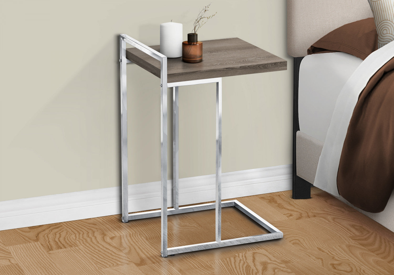 Rustic Cedar Side Table in Taupe - Small End Table for Living Room, Bedroom, or Patio - Natural Wood Nightstand with Sturdy Design