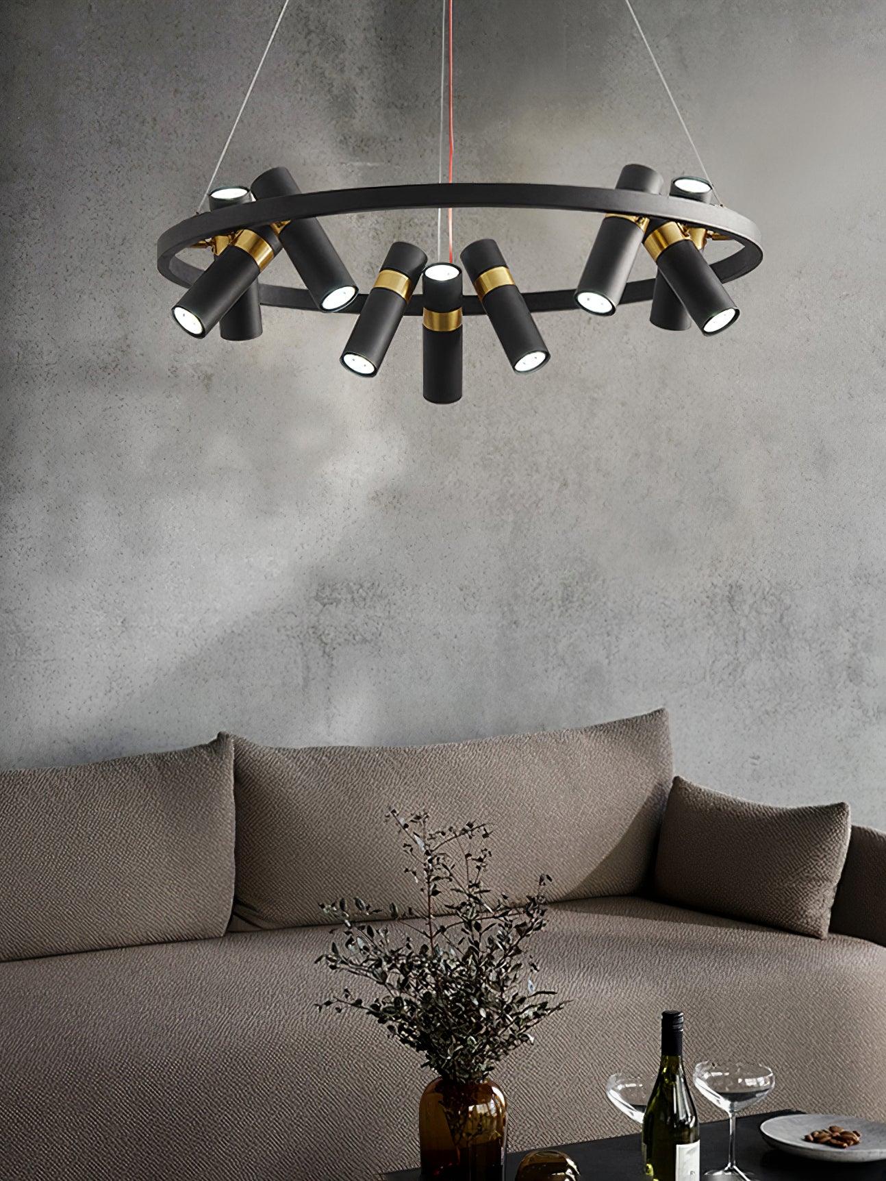 Black Multi Pipe Chandelier - Industrial Style Ceiling Light Fixture for Dining Room, Living Room & Bedroom Decor